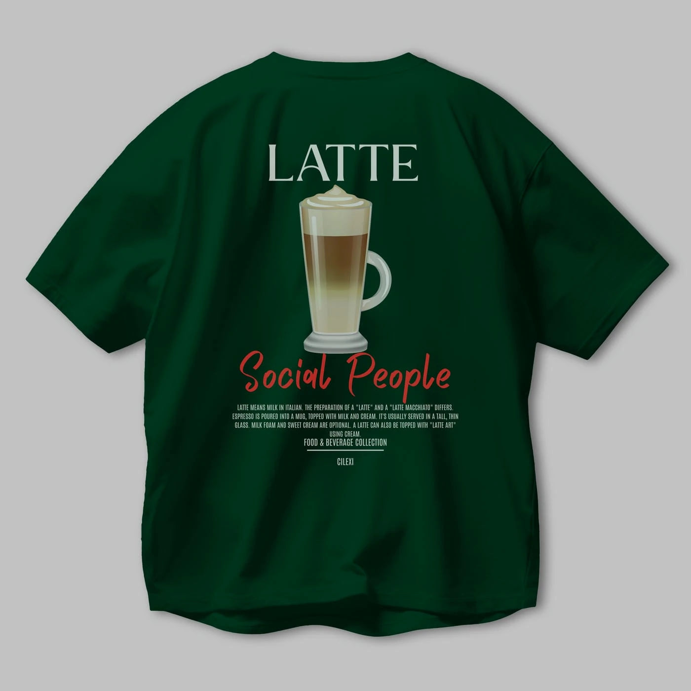 Latte Kokteyl Serisi Baskılı Oversize t-shirt Erkek Kadın Unisex %100 Pamuk Bisiklet Yaka tişort