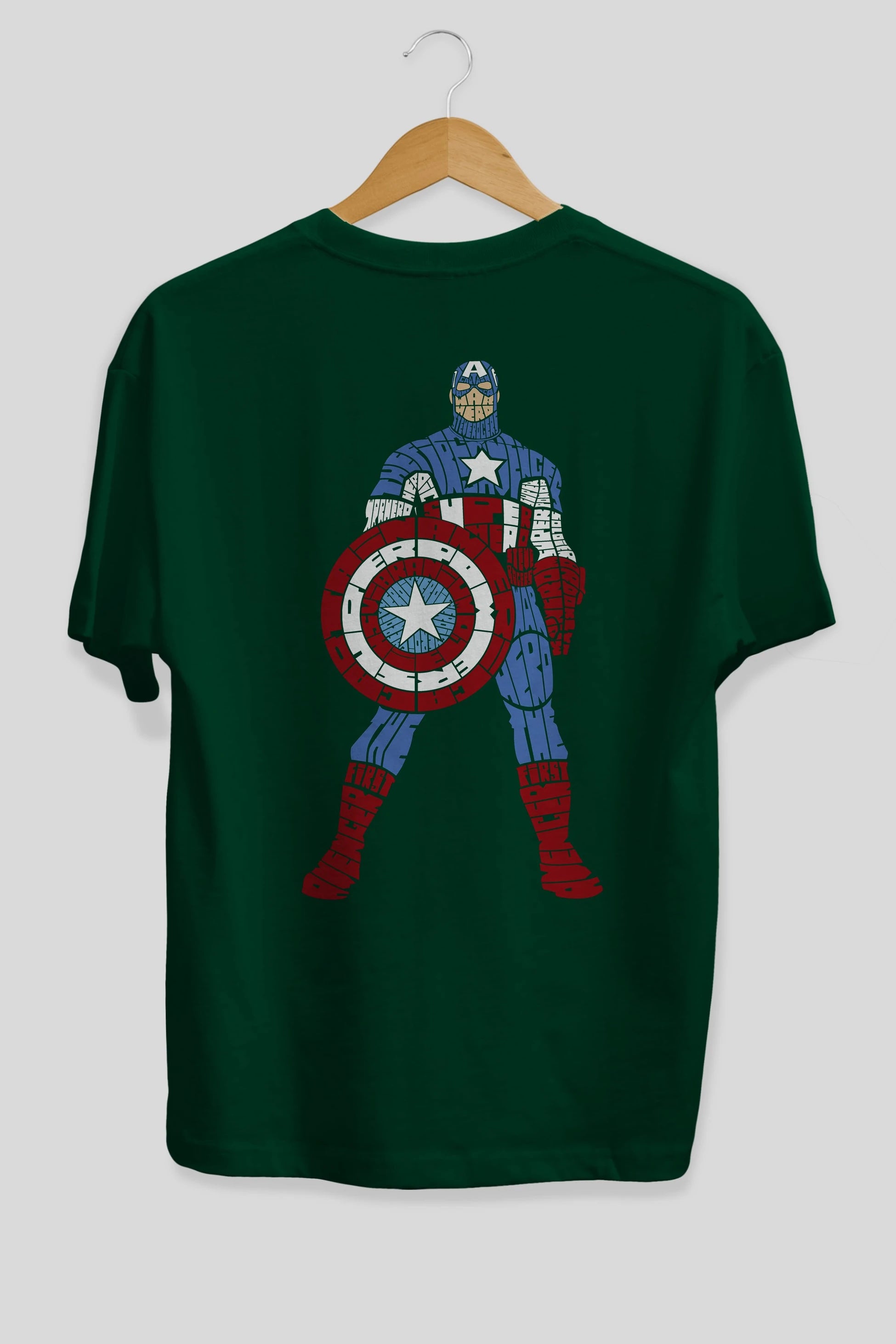 Captain America Arka Baskılı Oversize t-shirt %100 pamuk Erkek Kadın Unisex