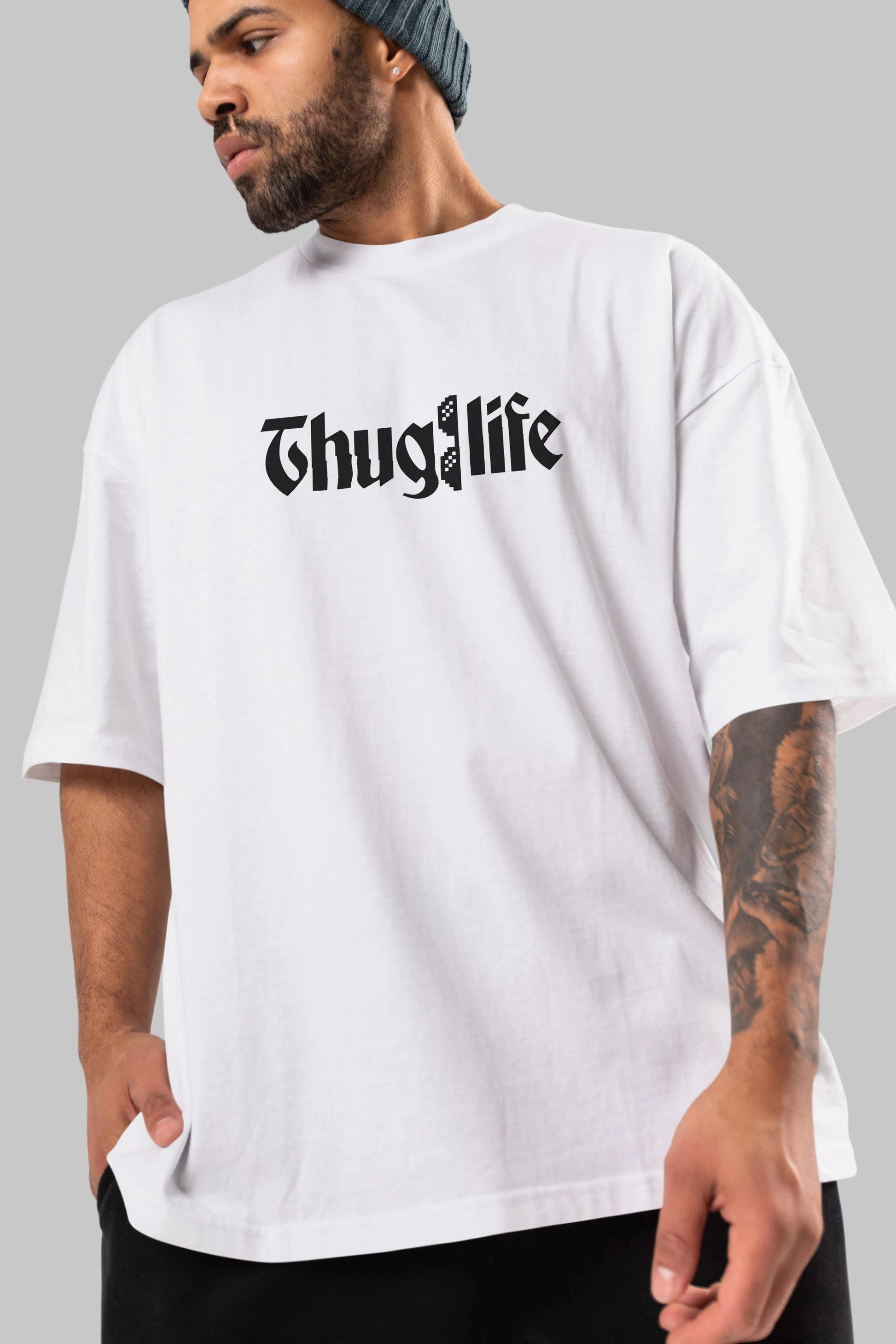 Thuglife Ön Baskılı Oversize t-shirt %100 pamuk Erkek Kadın Unisex
