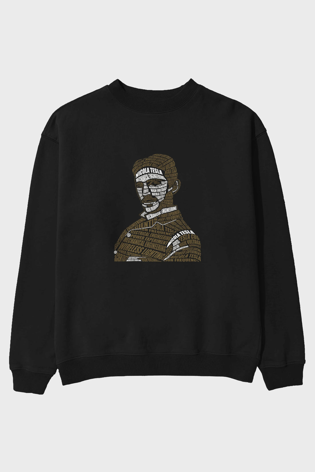 Nikola Tesla Calligram Ön Baskılı Oversize Sweatshirt Erkek Kadın Unisex