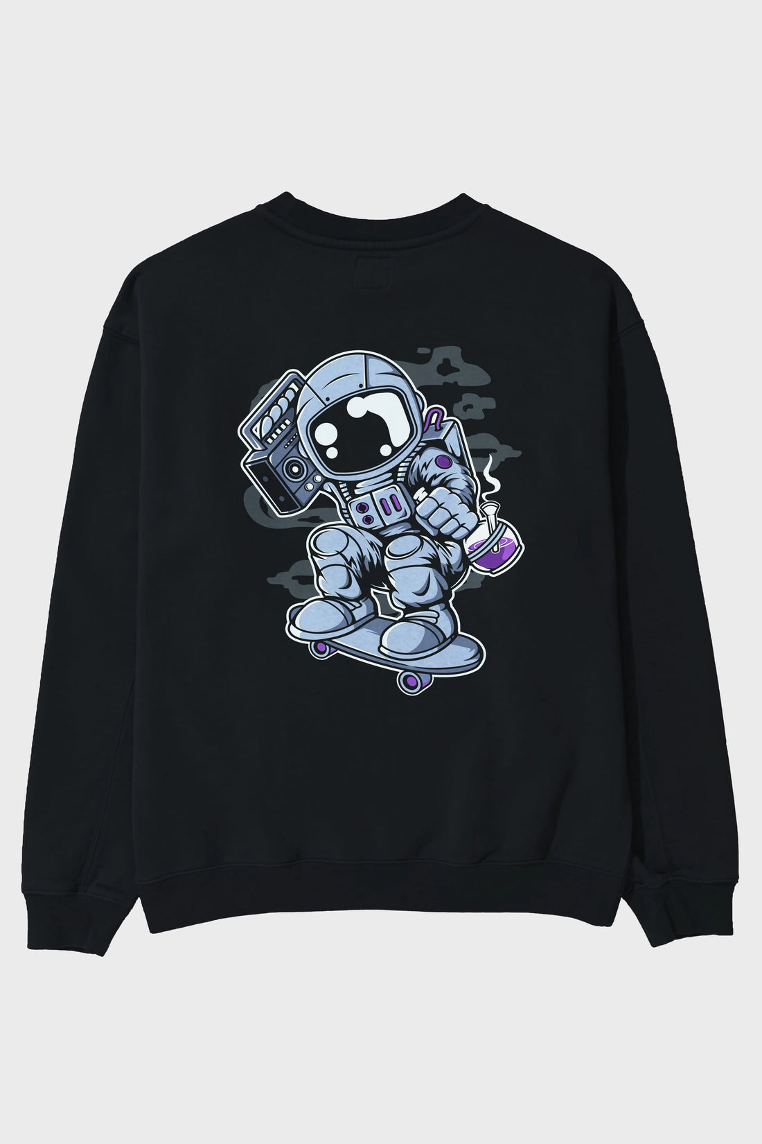 Astroanut Skater Boombox Arka Baskılı Oversize Sweatshirt Erkek Kadın Unisex