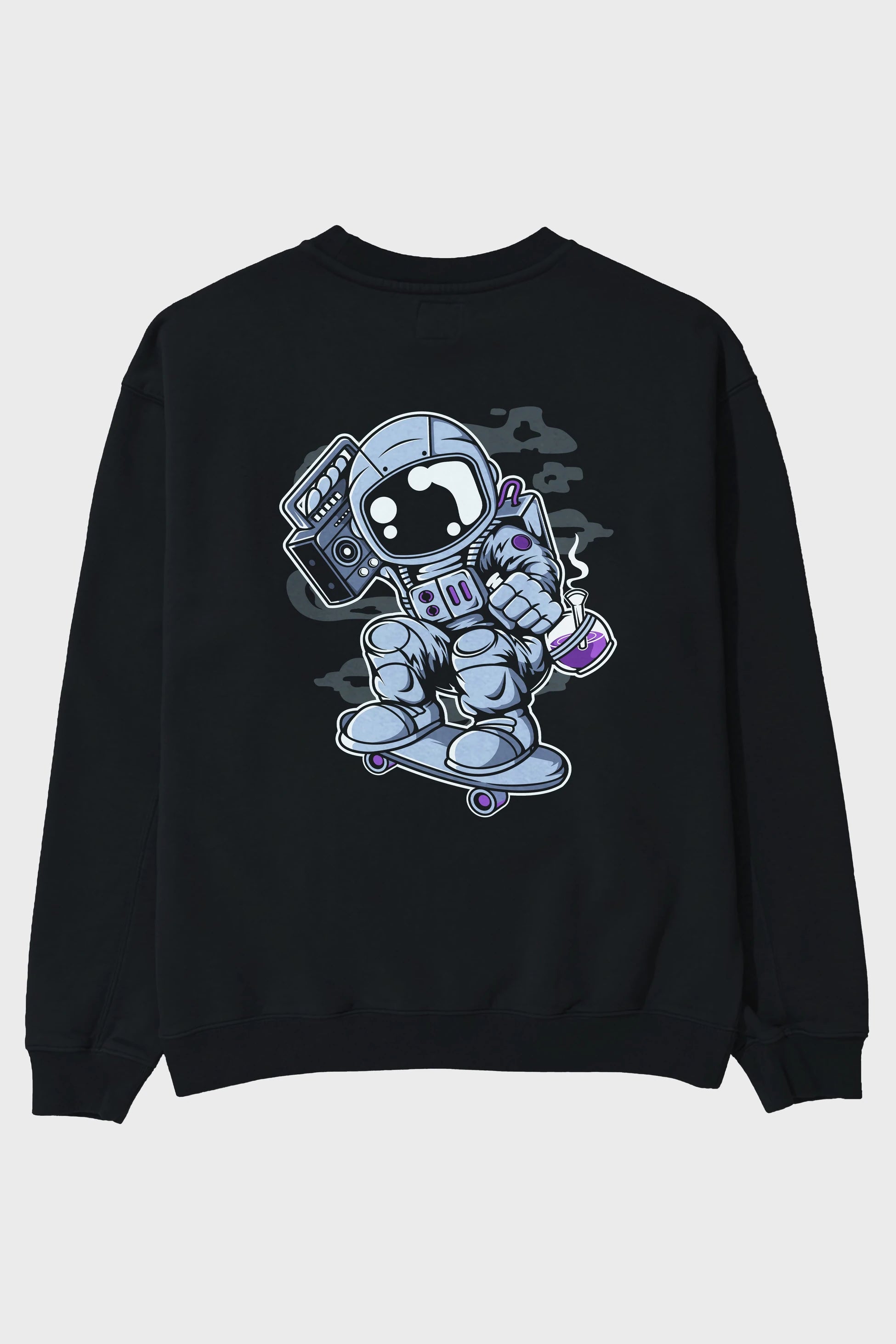 Astroanut Skater Boombox Arka Baskılı Oversize Sweatshirt Erkek Kadın Unisex