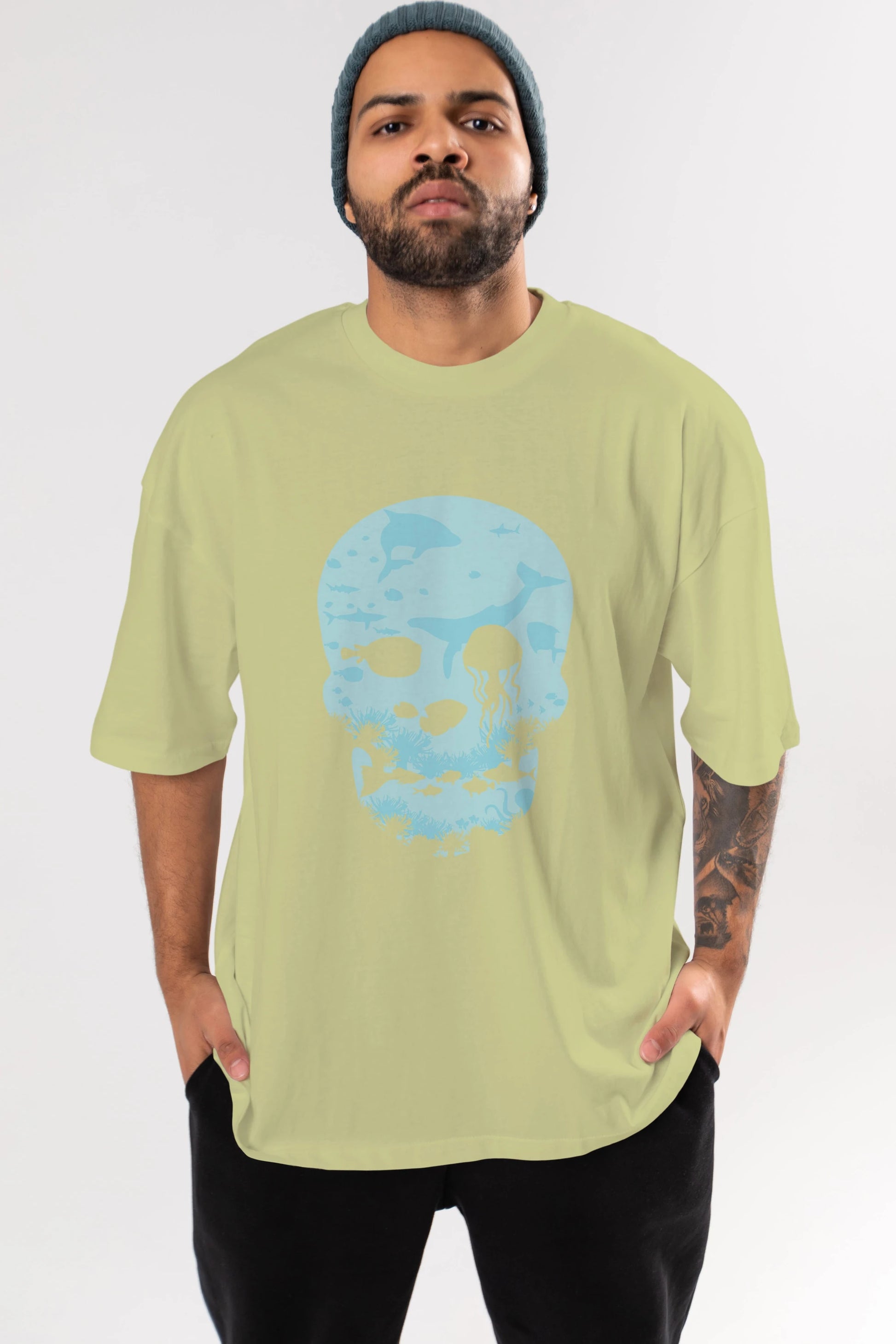Dead Sea Ön Baskılı Oversize t-shirt %100 pamuk Erkek Kadın Unisex