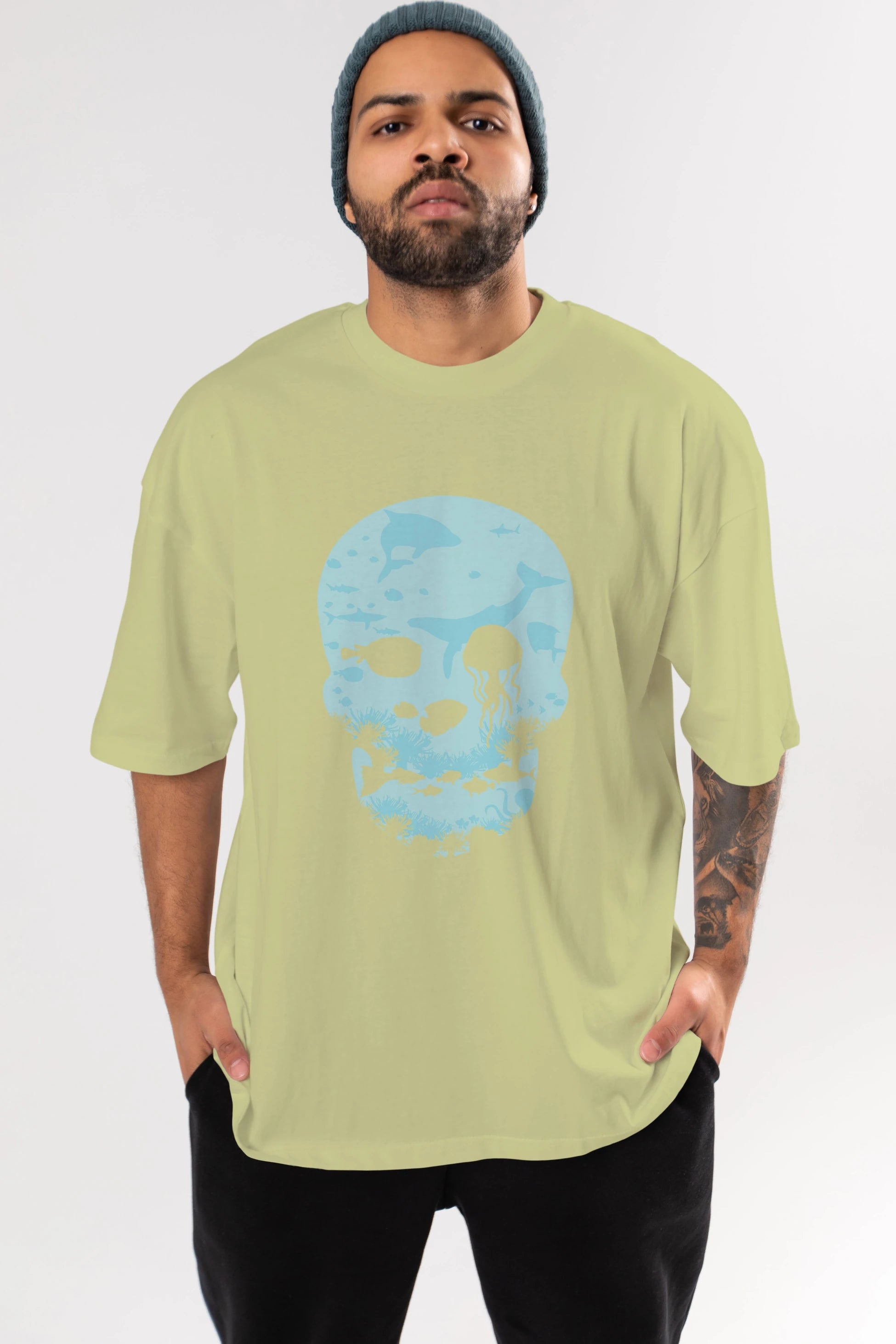 Dead Sea Ön Baskılı Oversize t-shirt %100 pamuk Erkek Kadın Unisex