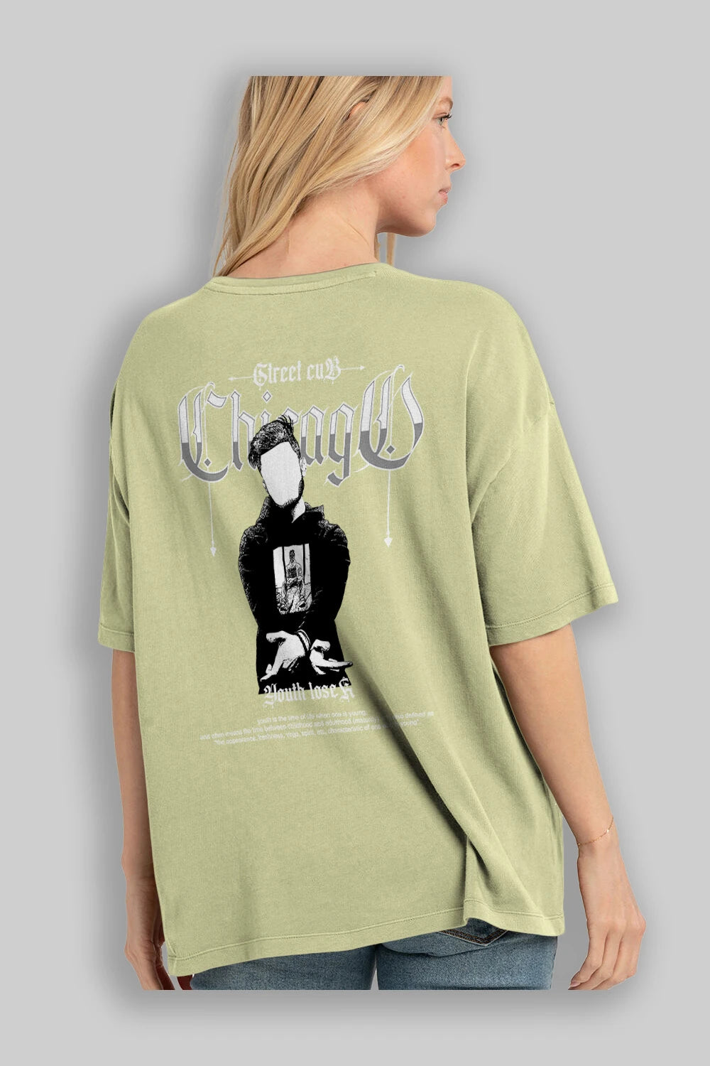 Chicago Street Club Arka Baskılı Oversize t-shirt Erkek Kadın Unisex