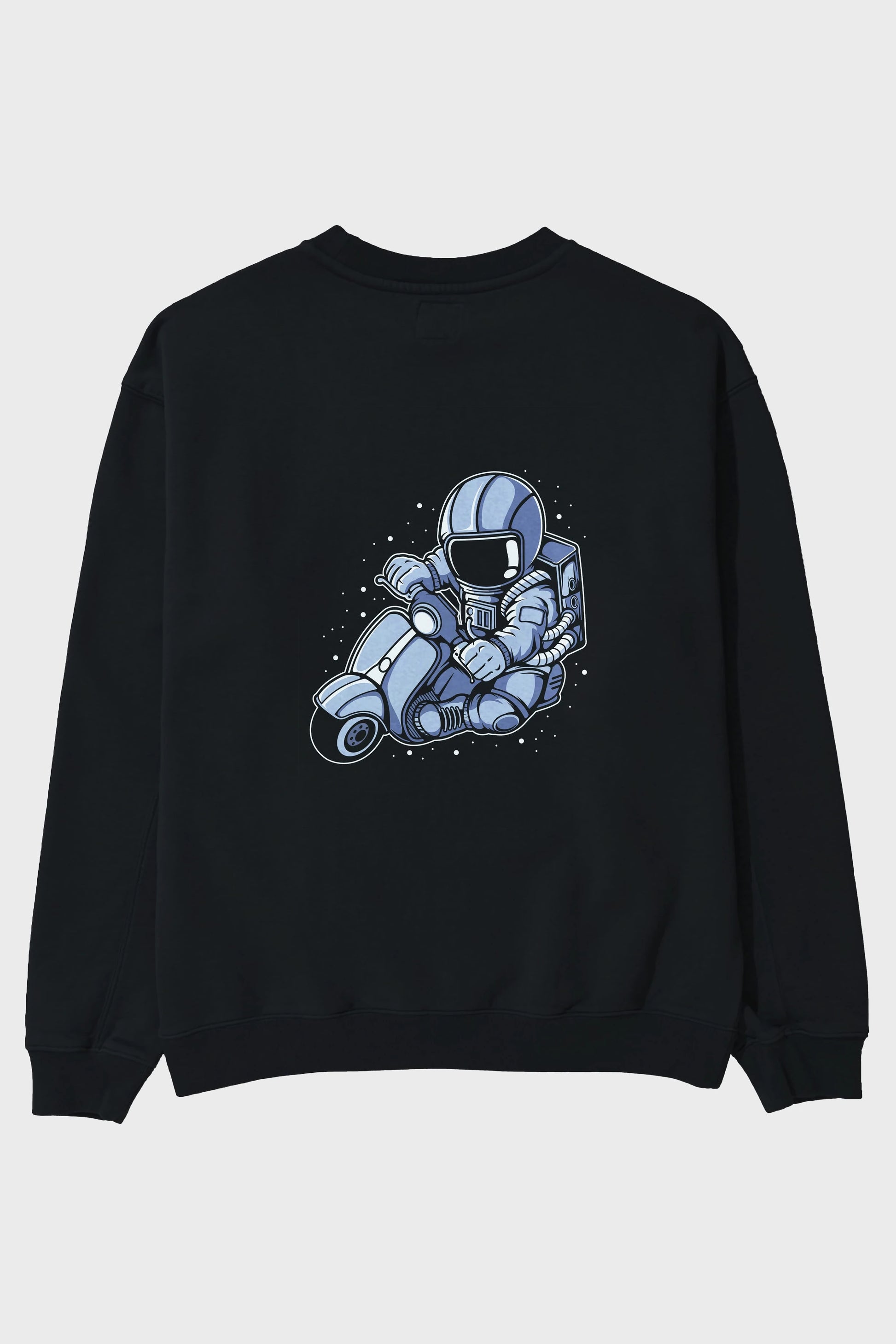 Astronaut Scooter (2) Arka Baskılı Oversize Sweatshirt Erkek Kadın Unisex