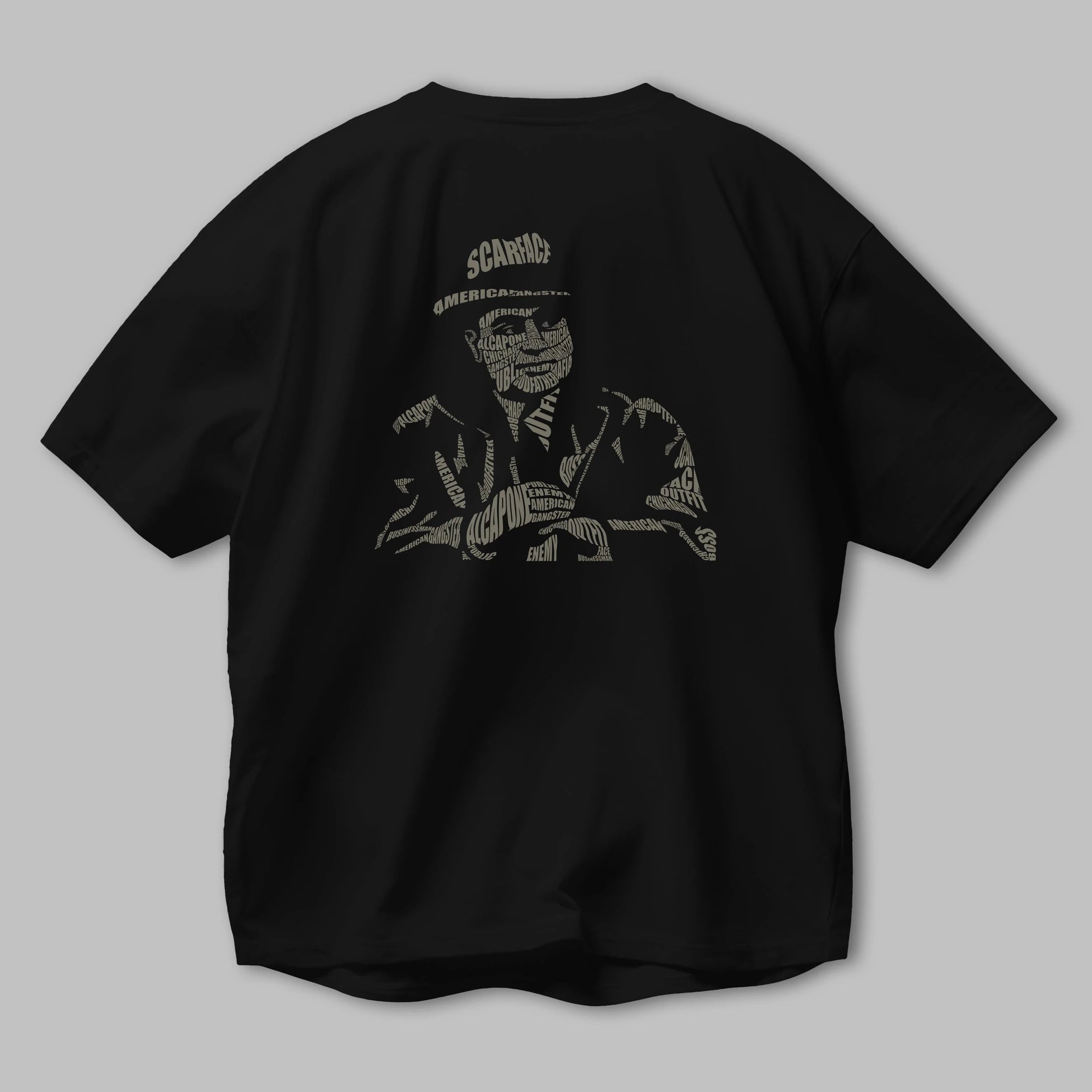 Al Capone Calligram Arka Baskılı Oversize t-shirt %100 pamuk Erkek Kadın Unisex