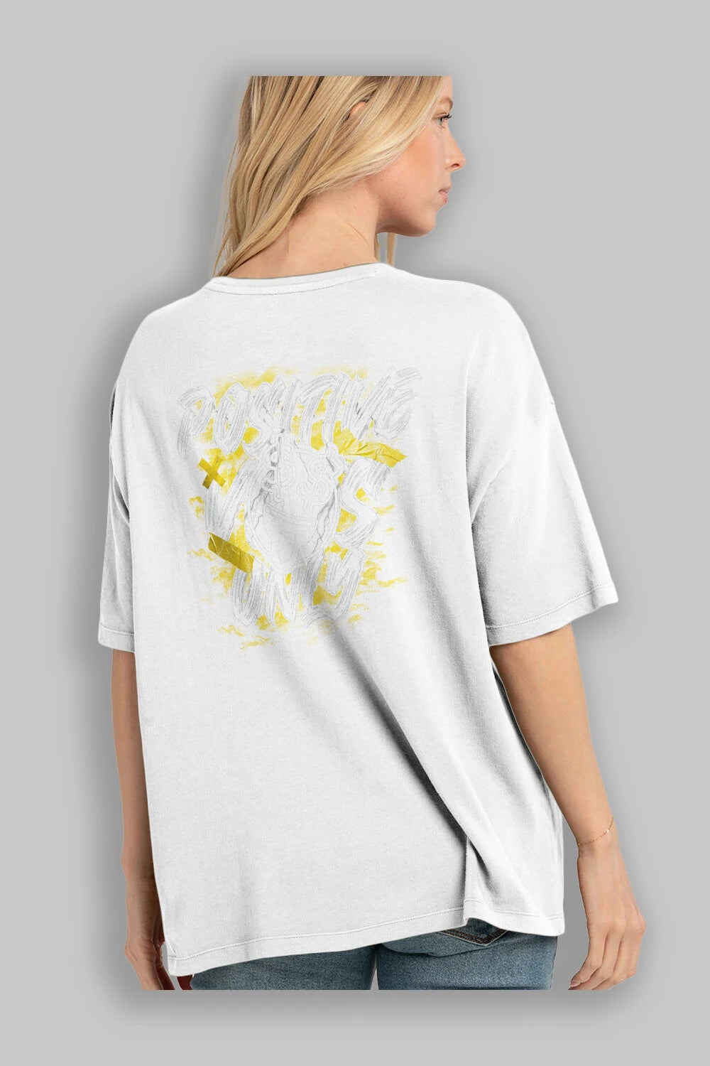 Positive Only Arka Baskılı Oversize t-shirt Erkek Kadın Unisex