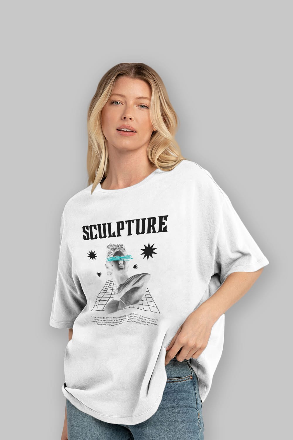 Sculpture Yazılı Ön Baskılı Oversize t-shirt Erkek Kadın Unisex