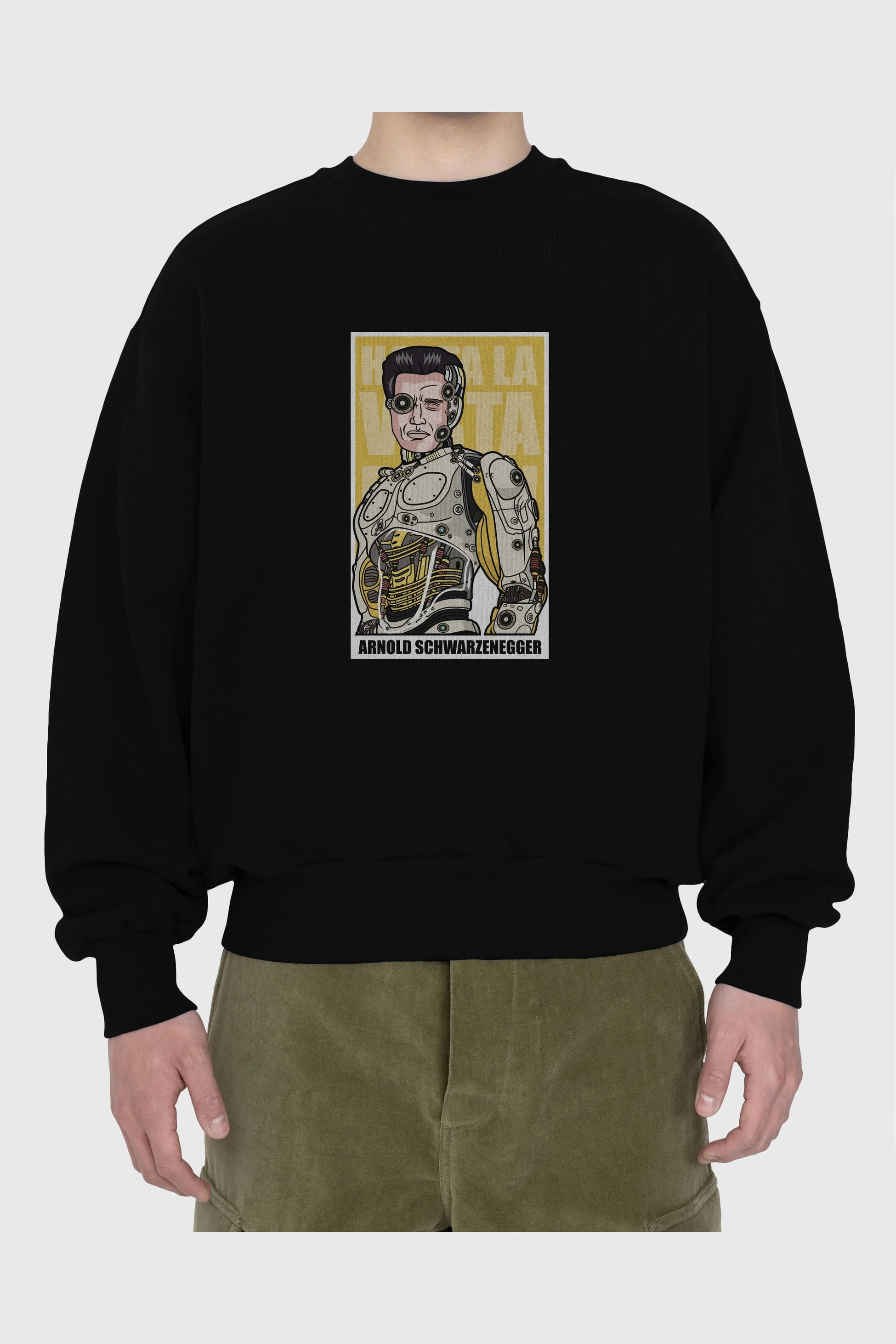 Arnold Robot Human Ön Baskılı Oversize Sweatshirt Erkek Kadın Unisex