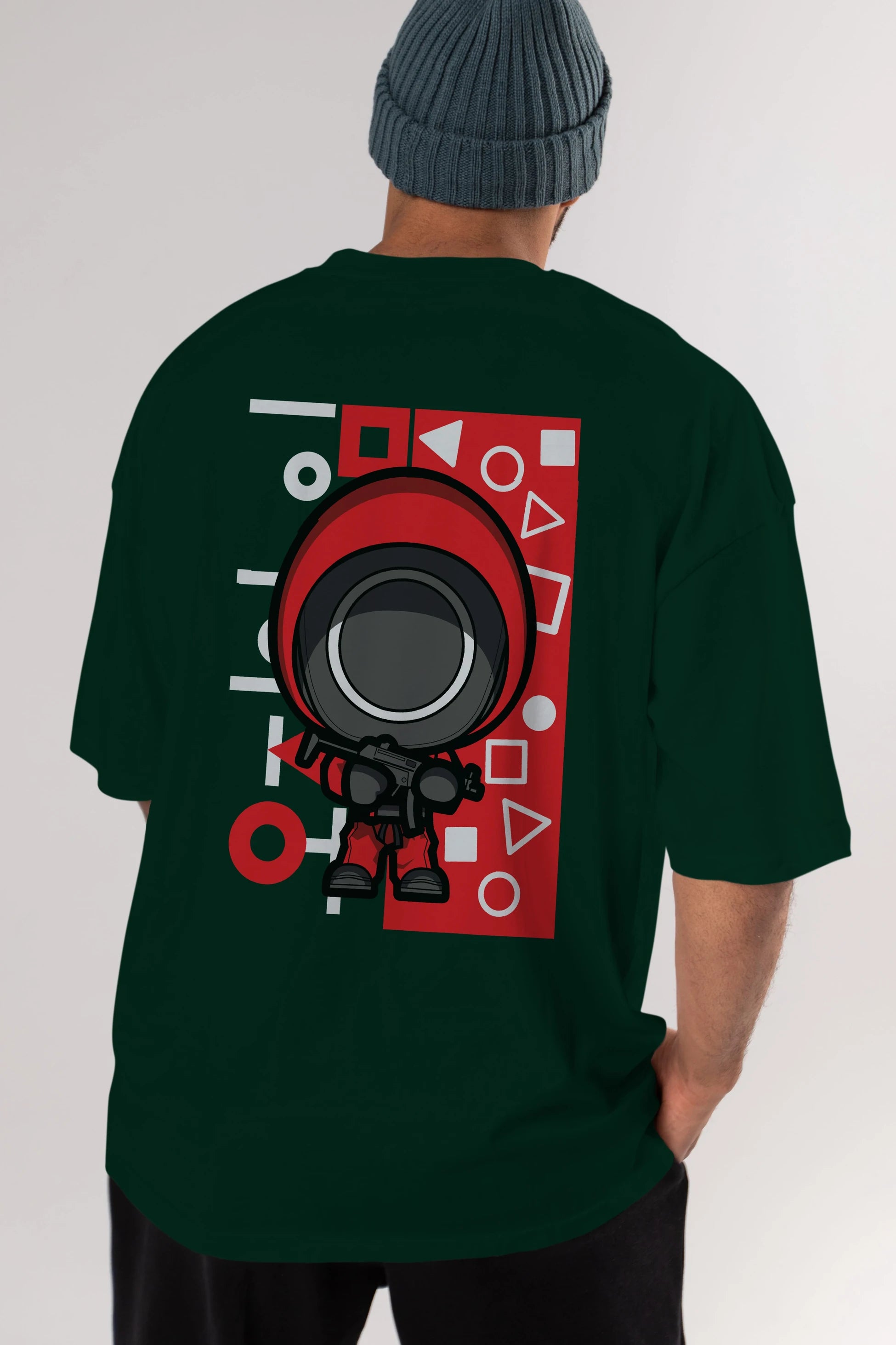 Squid Game (4) Arka Baskılı Oversize t-shirt Erkek Kadın Unisex %100 Pamuk Bisiklet Yaka tişort