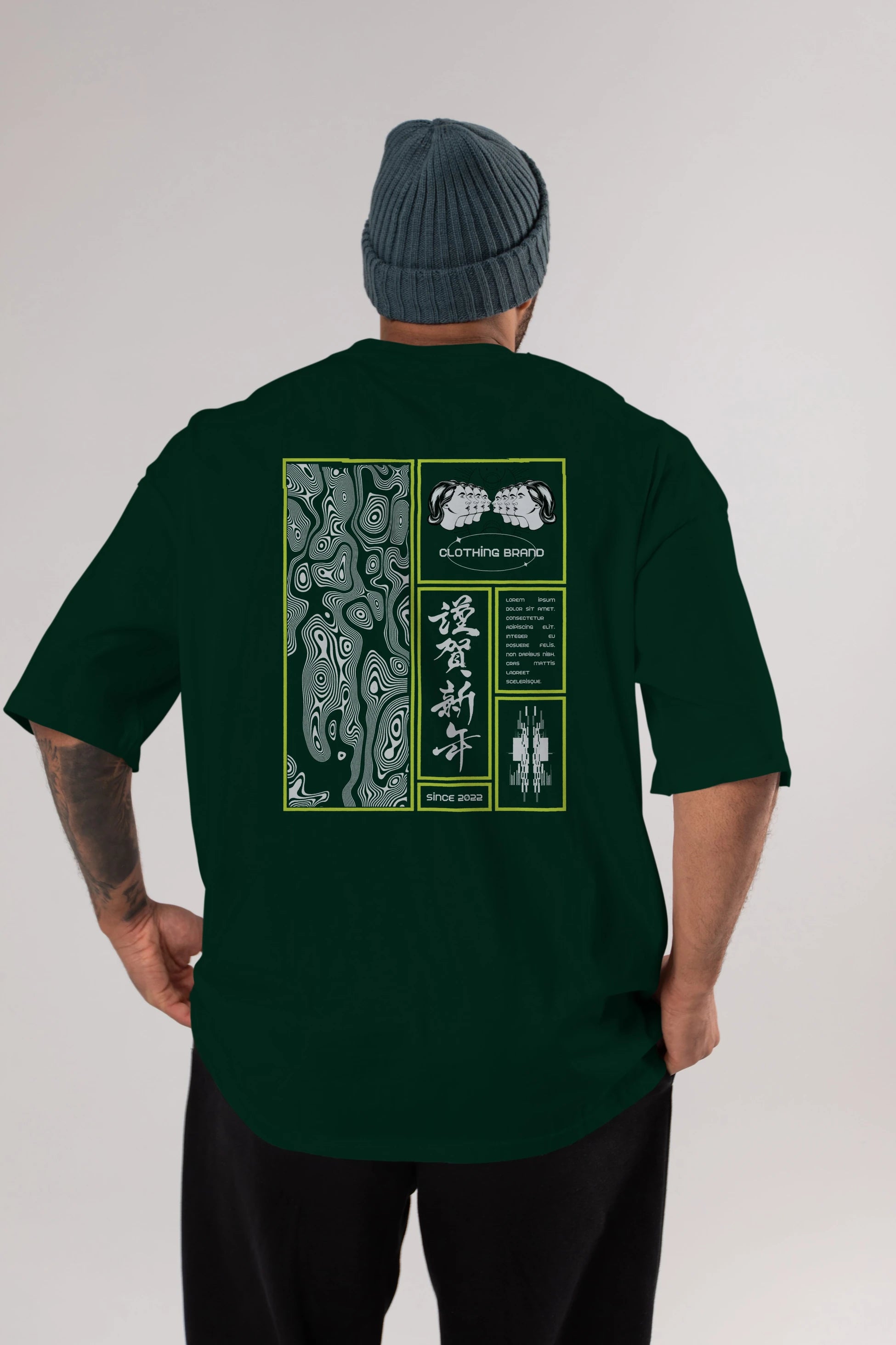 Neon Japanese Streetwear Arka Baskılı Oversize t-shirt Erkek Kadın Unisex
