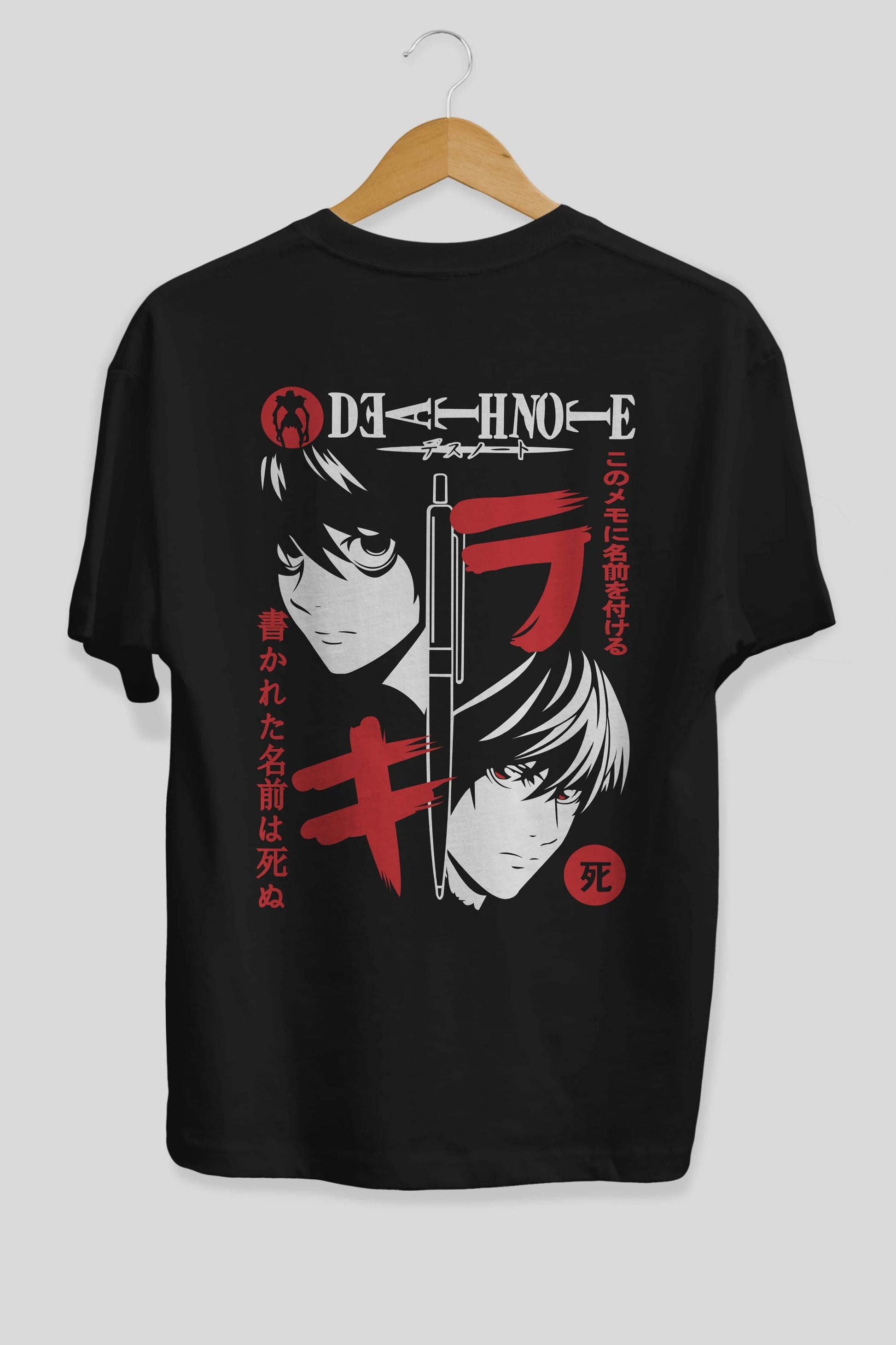 DEATHNOTE L vs KIRA Anime Arka Baskılı Oversize t-shirt Erkek Kadın Unisex