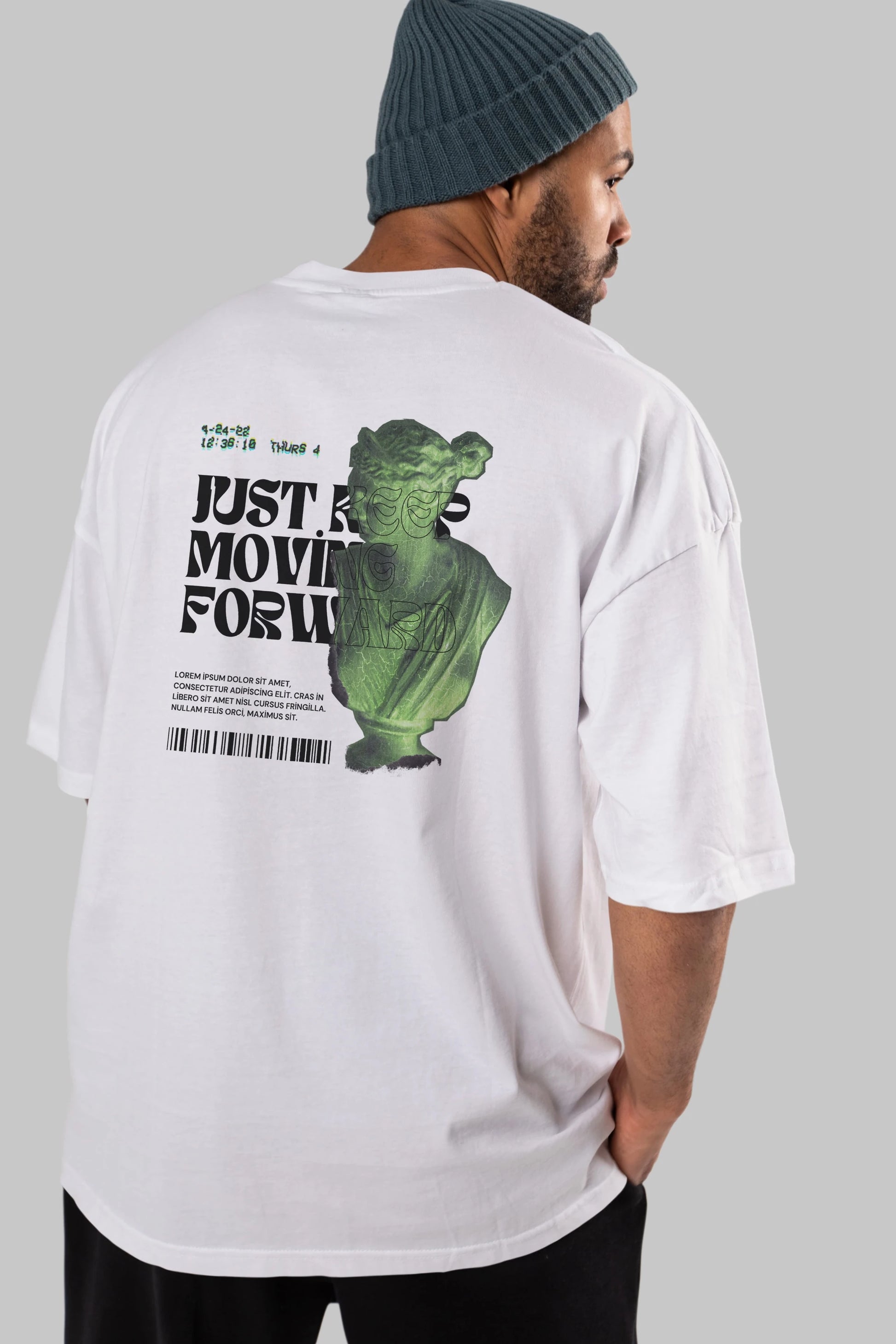Just Keep Moving Forward Yazılı Arka Baskılı Oversize t-shirt Erkek Kadın Unisex