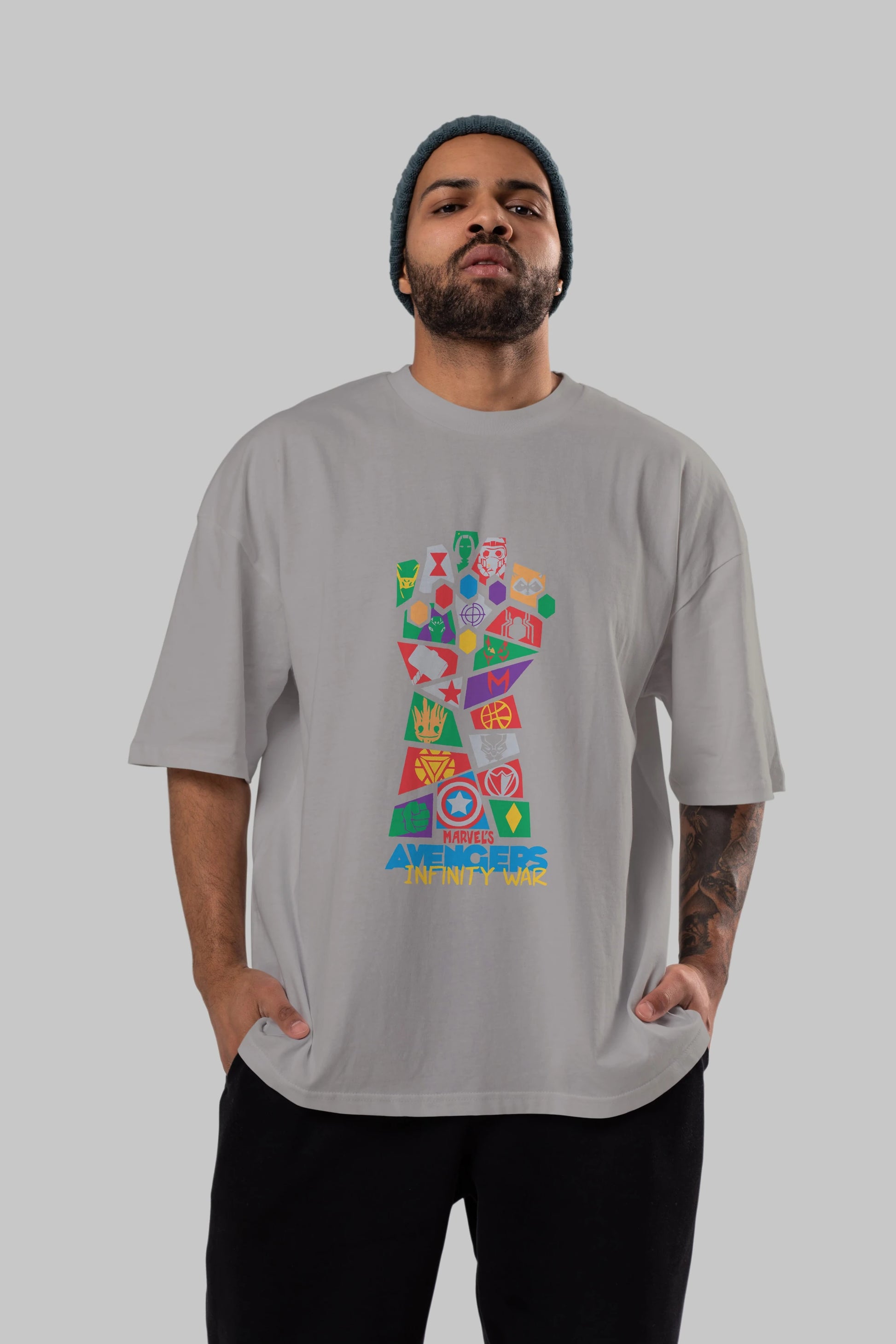 The Avengers Ön Baskılı Oversize t-shirt Erkek Kadın Unisex %100 Pamuk Bisiklet Yaka tişort