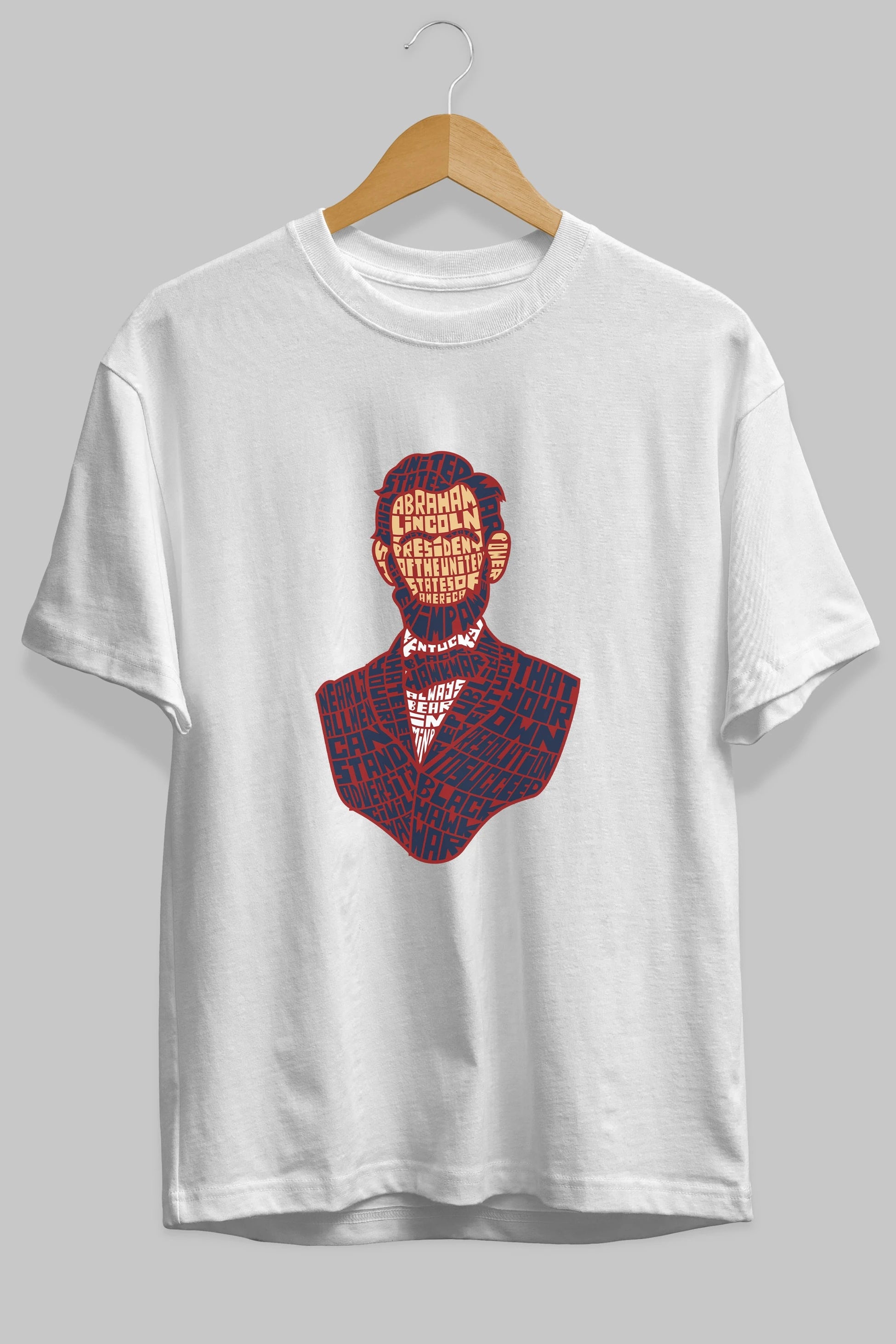Abraham Lincoln Ön Baskılı Oversize t-shirt %100 pamuk Erkek Kadın Unisex