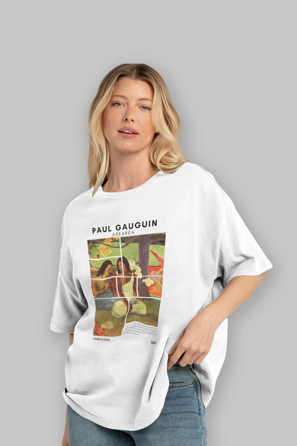 Paul Gauguin Arearea ön Baskılı Oversize t-shirt Erkek Kadın Bisiklet Yaka Pamuk tişort