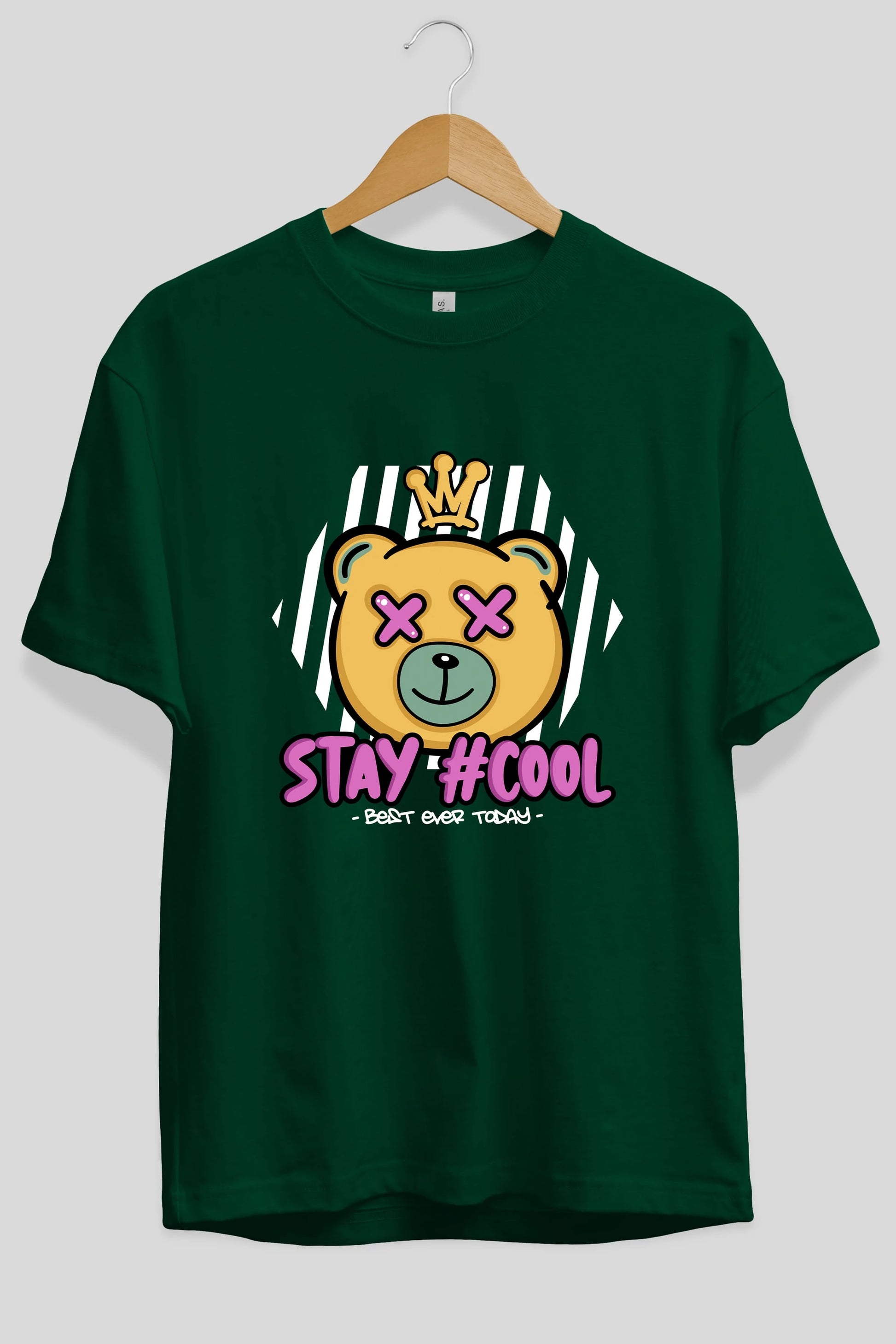 Stay Cool Bear Ön Baskılı Oversize t-shirt Erkek Kadın Unisex