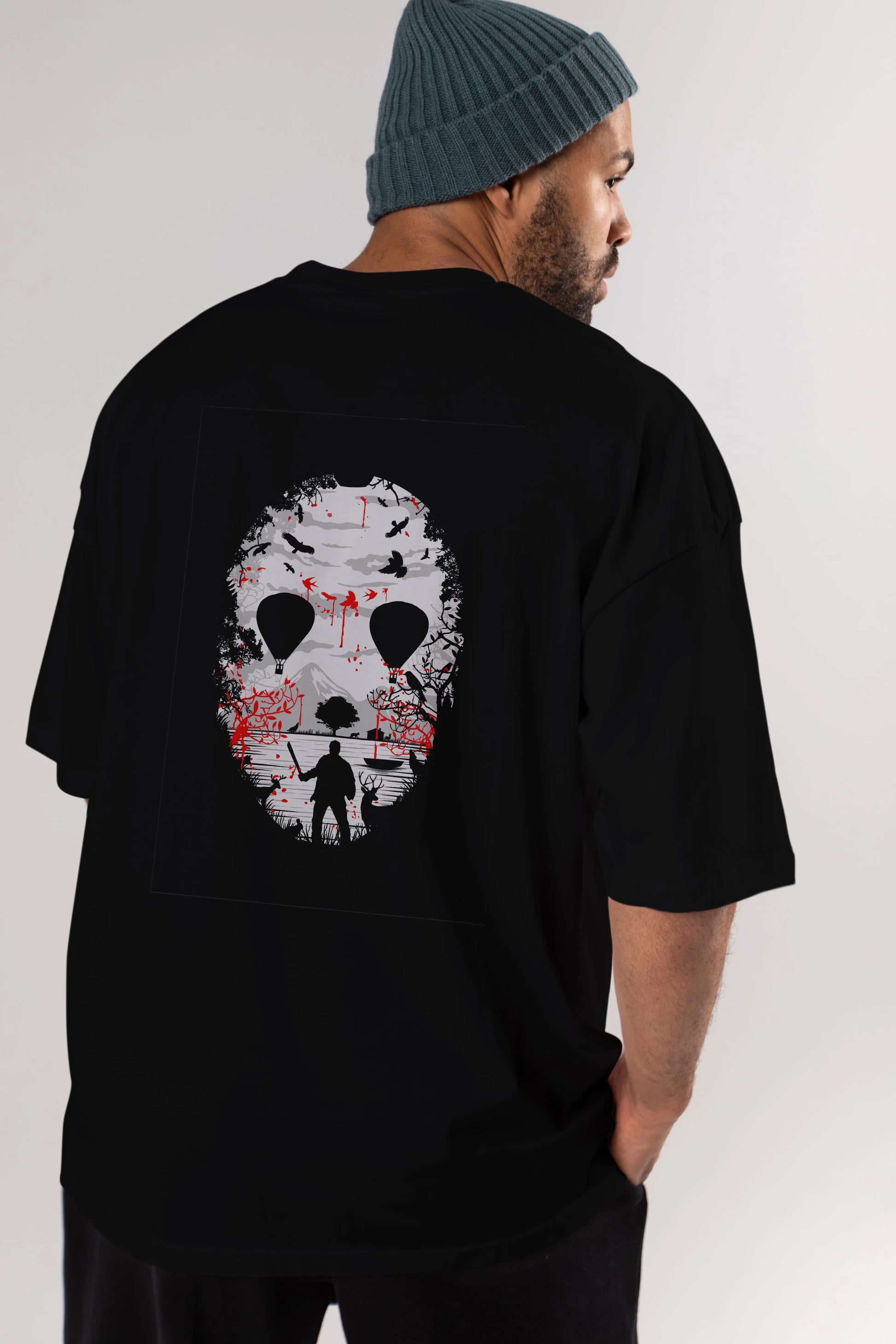 Crystal Lake Arka Baskılı Oversize t-shirt %100 pamuk Erkek Kadın Unisex