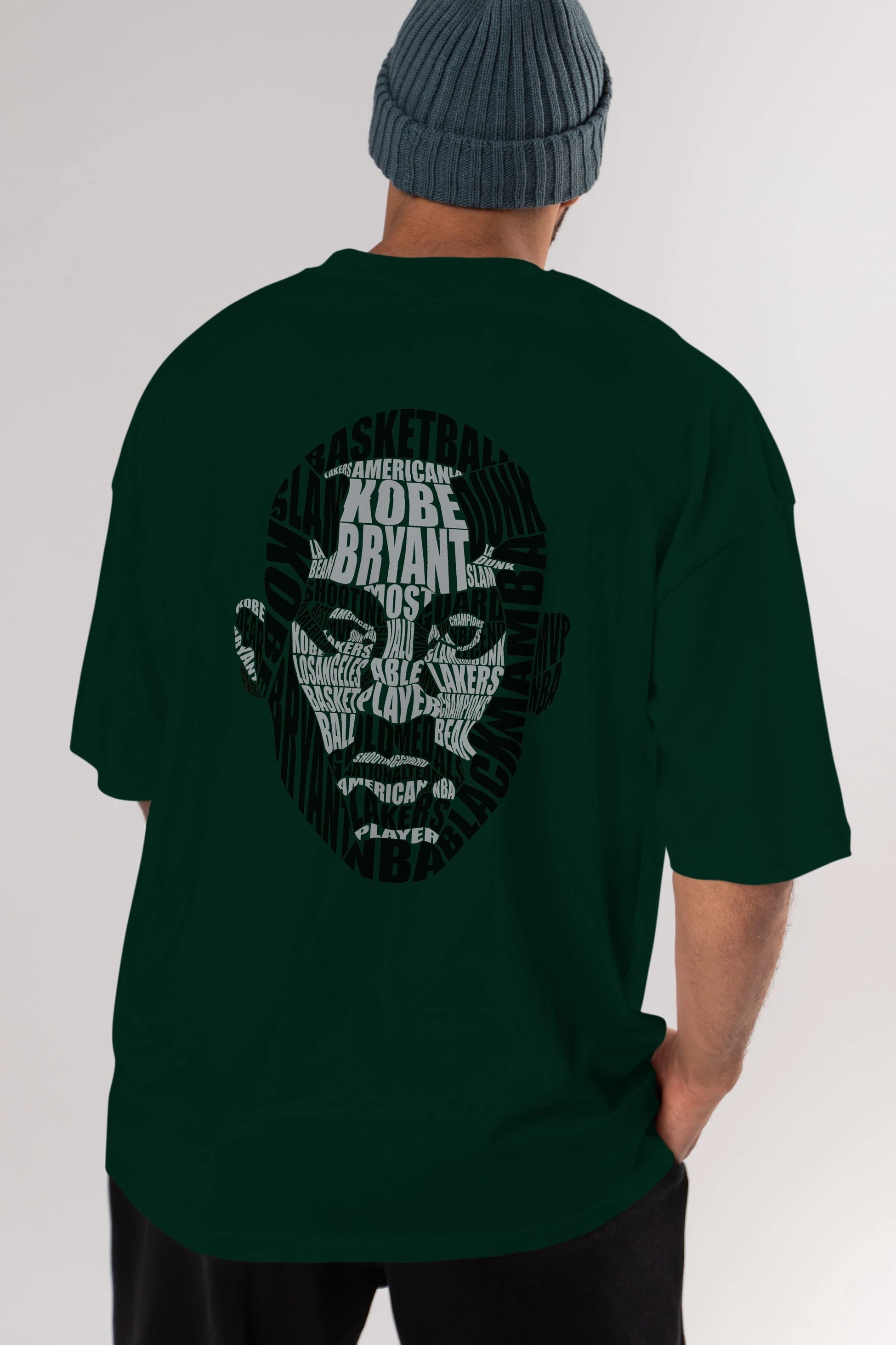 Kobe Bryan Calligram Arka Baskılı Oversize t-shirt %100 pamuk Erkek Kadın Unisex