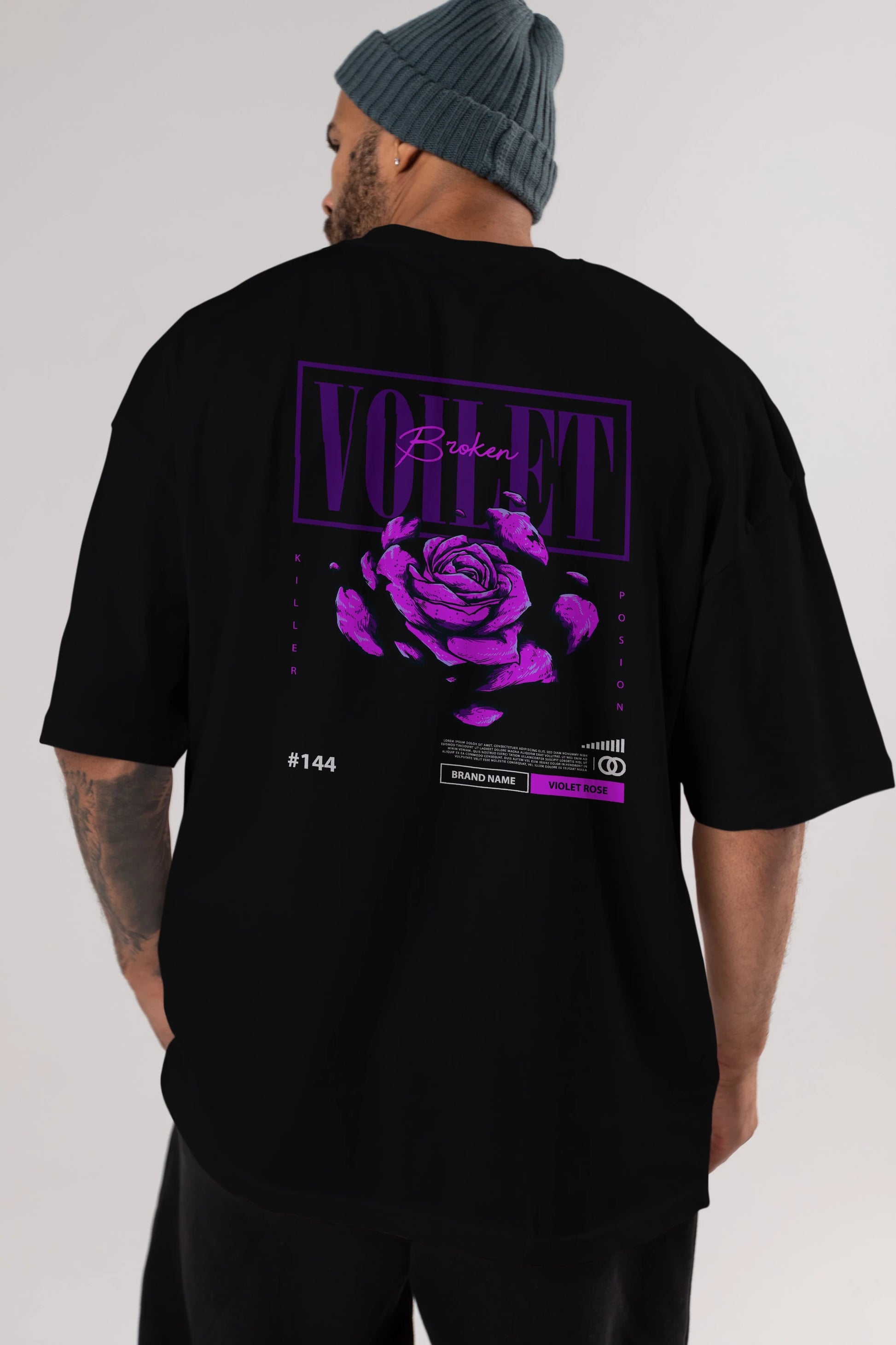 Voilet Broken Arka Baskılı Oversize t-shirt Erkek Kadın Unisex