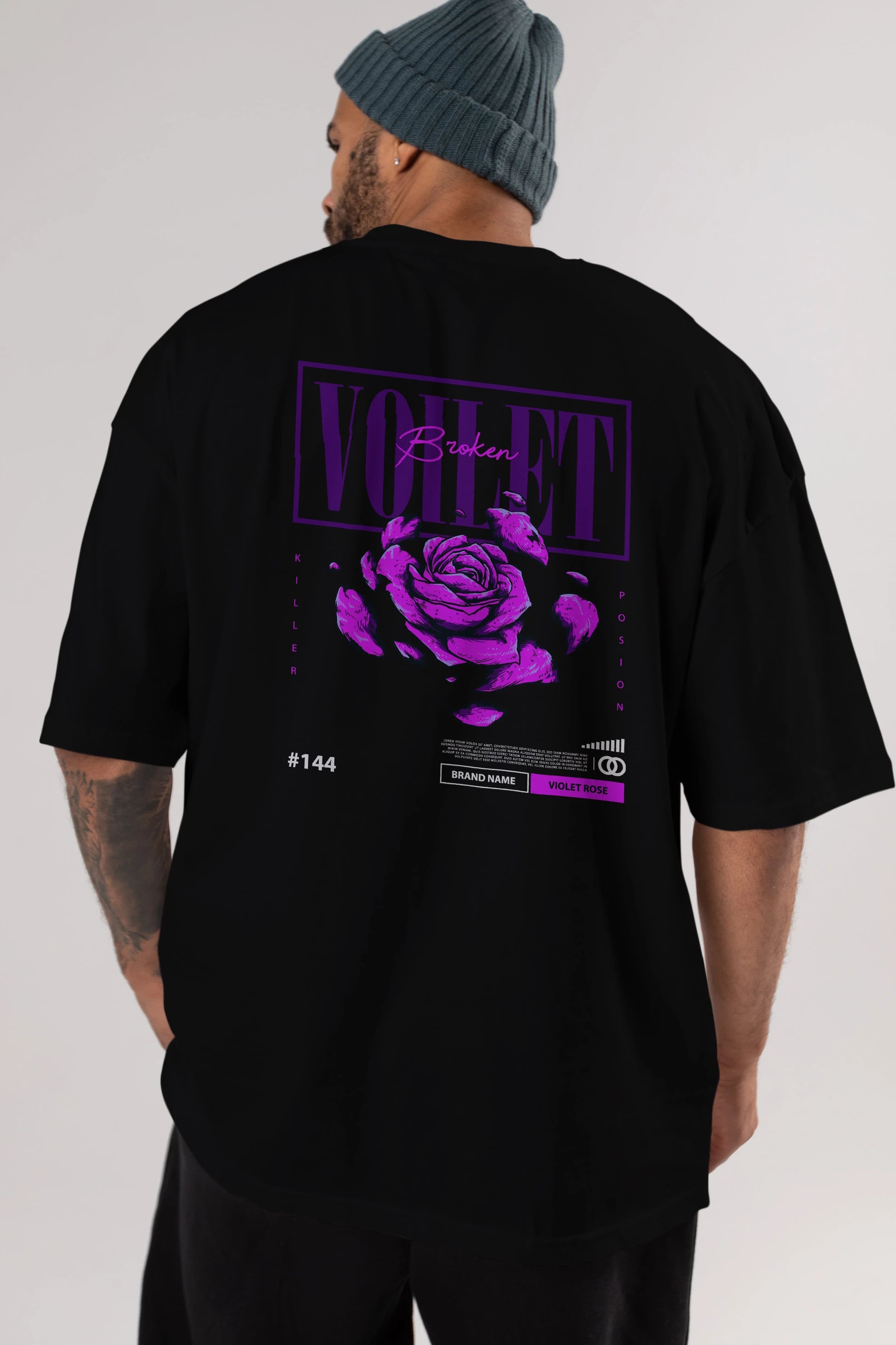 Voilet Broken Arka Baskılı Oversize t-shirt Erkek Kadın Unisex