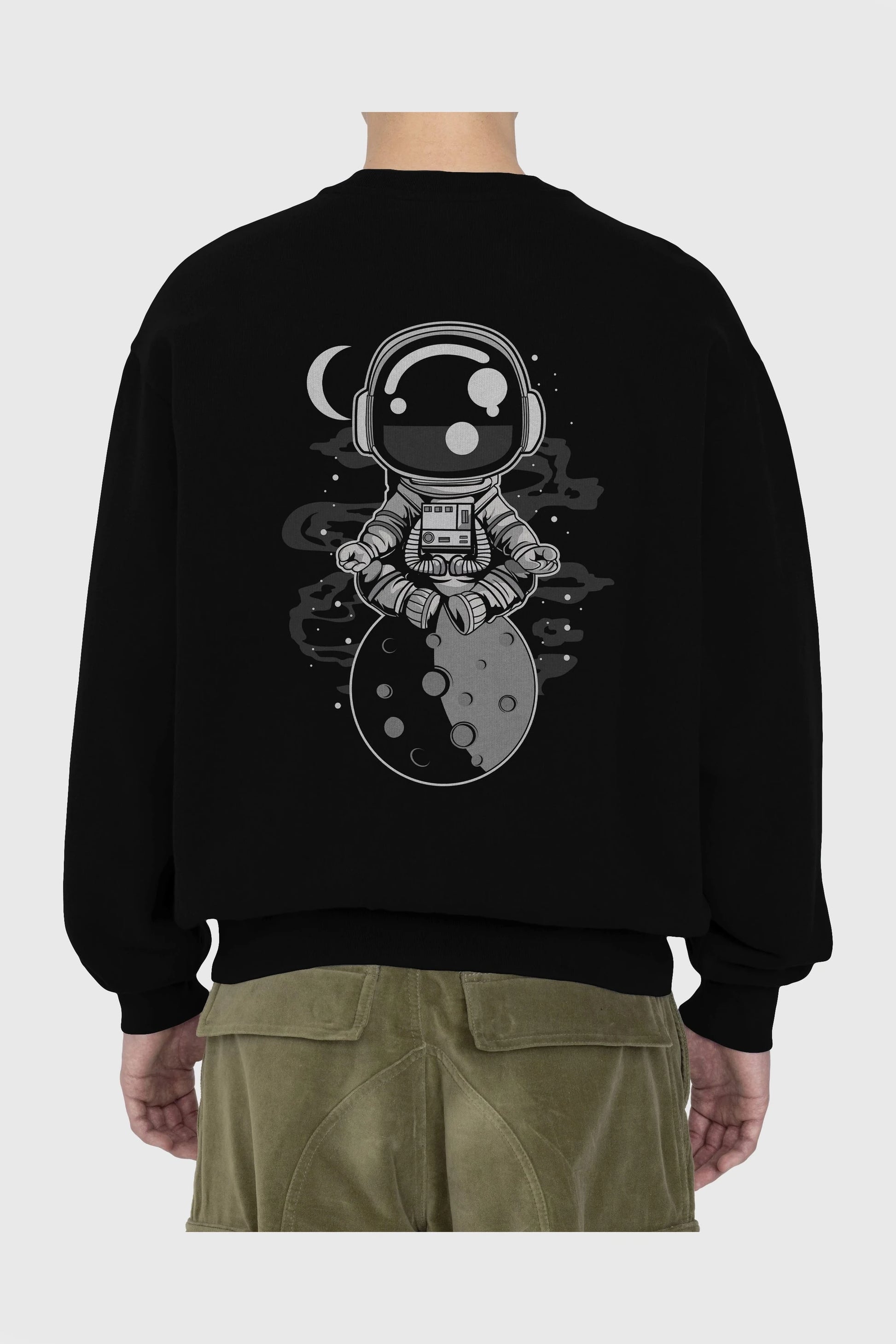 Astronaut Yoga Arka Baskılı Oversize Sweatshirt Erkek Kadın Unisex