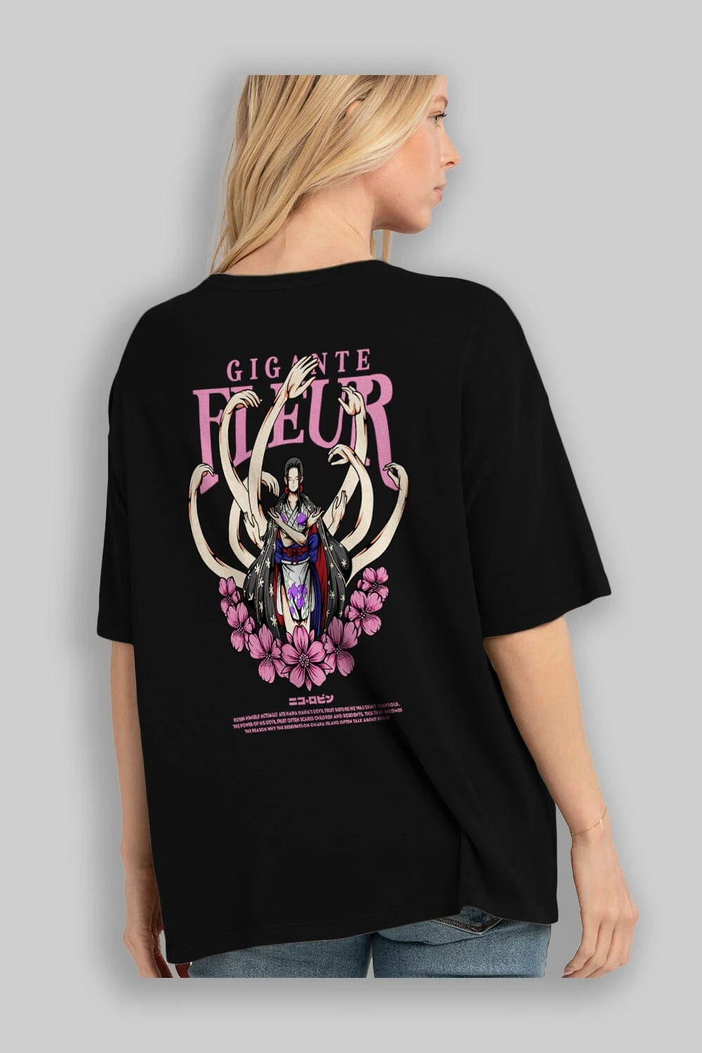 Gigante Fleur Anime Arka Baskılı Oversize t-shirt Erkek Kadın Unisex