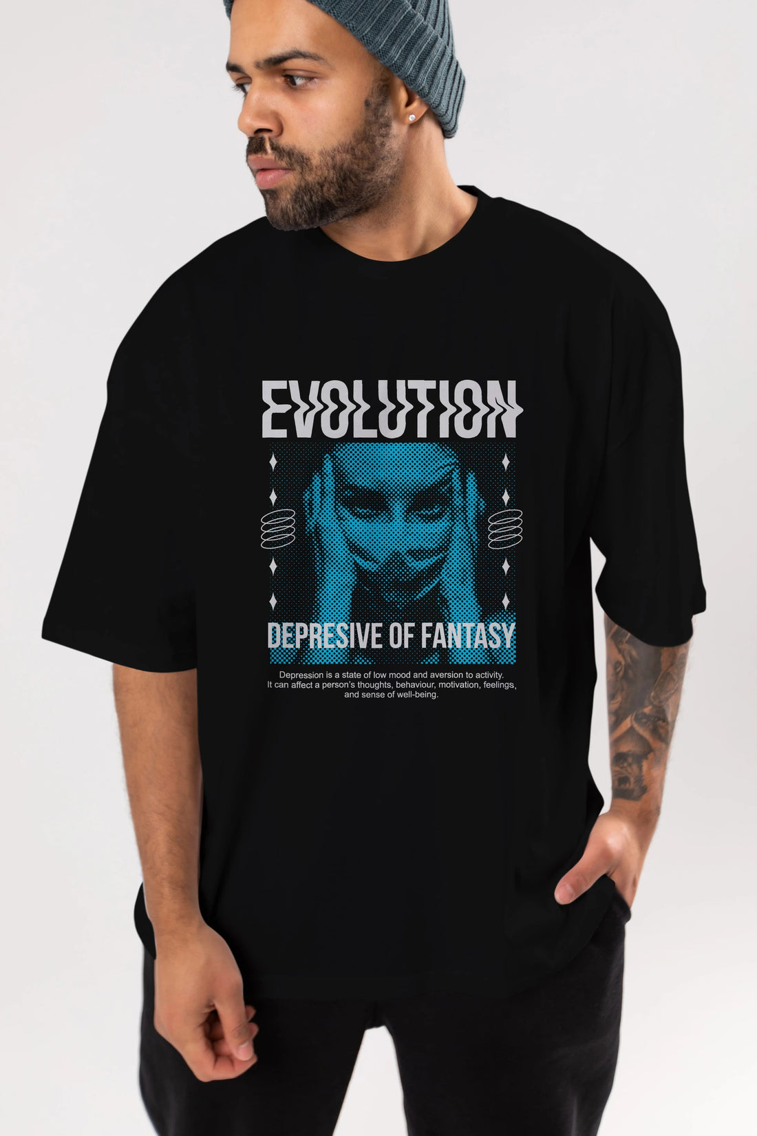 Evolution Ön Baskılı Oversize t-shirt Erkek Kadın Unisex