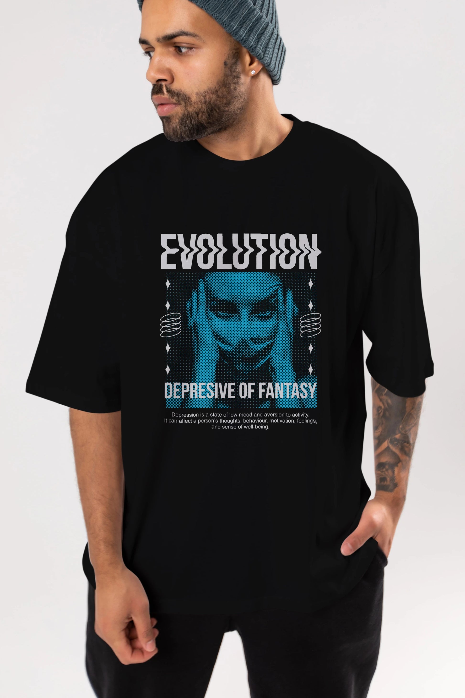 Evolution Ön Baskılı Oversize t-shirt Erkek Kadın Unisex