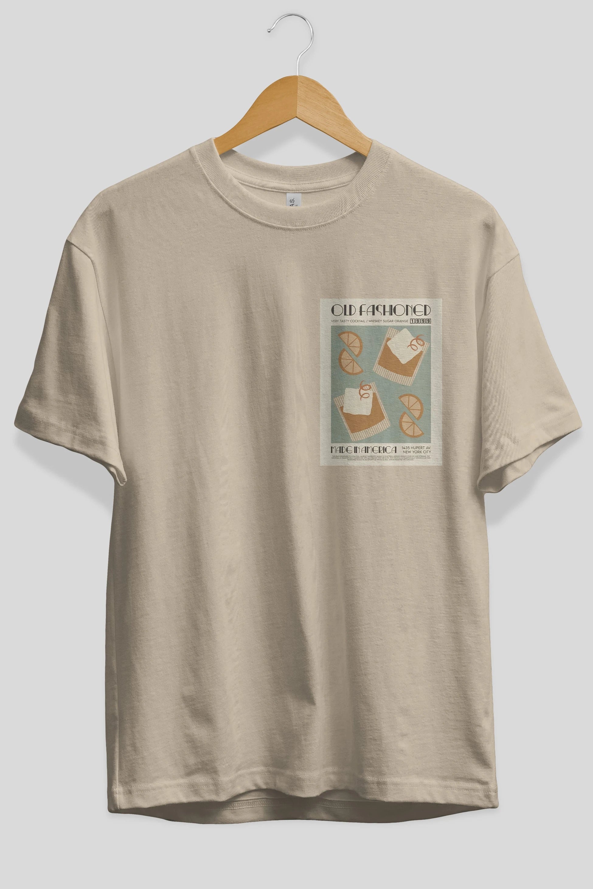 Old Fashioned 2 Ön Sol Baskılı Oversize t-shirt Erkek Kadın Unisex %100 Pamuk Bisiklet Yaka tişort