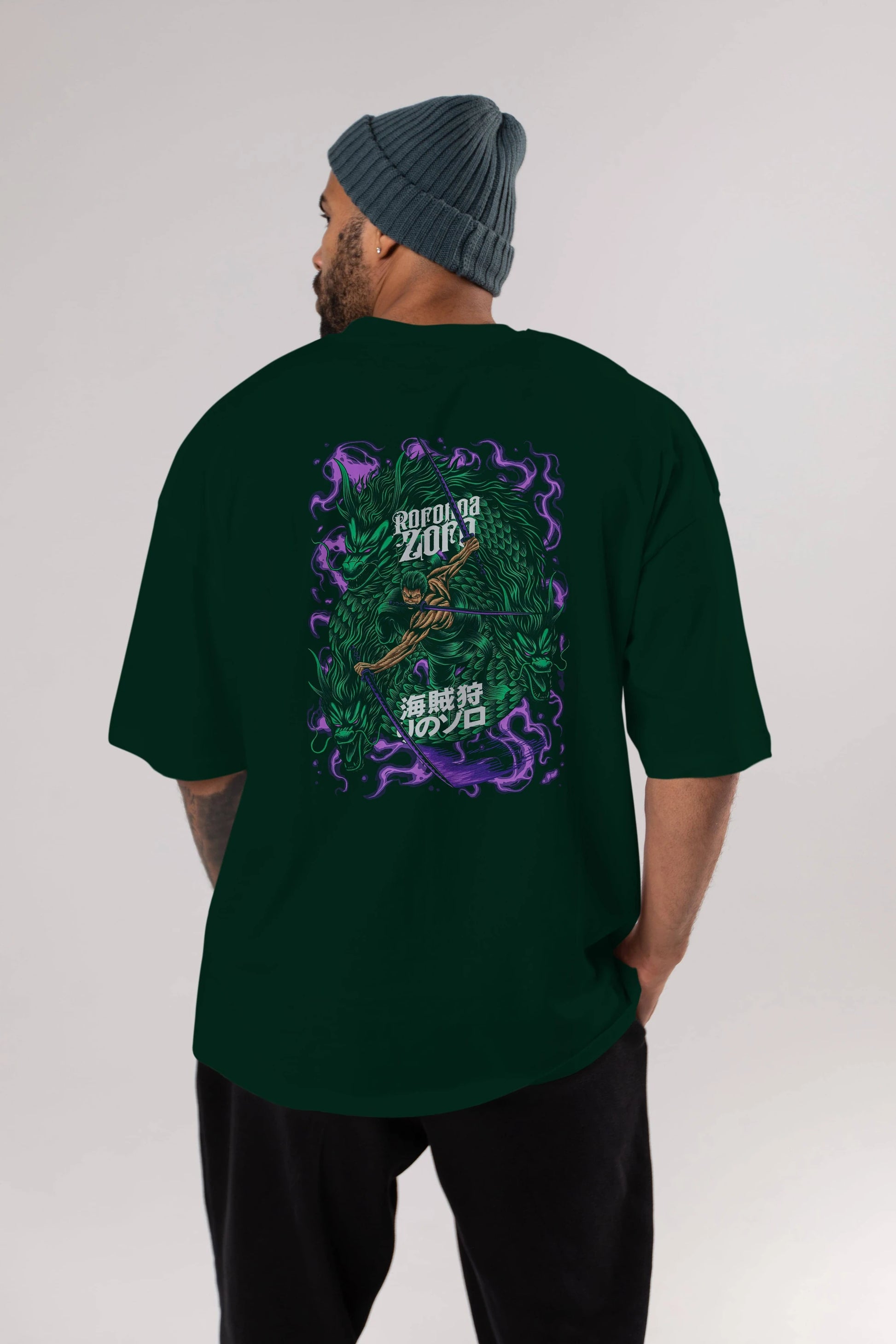 RORONOA ZORO Anime Arka Baskılı Oversize t-shirt Erkek Kadın Unisex