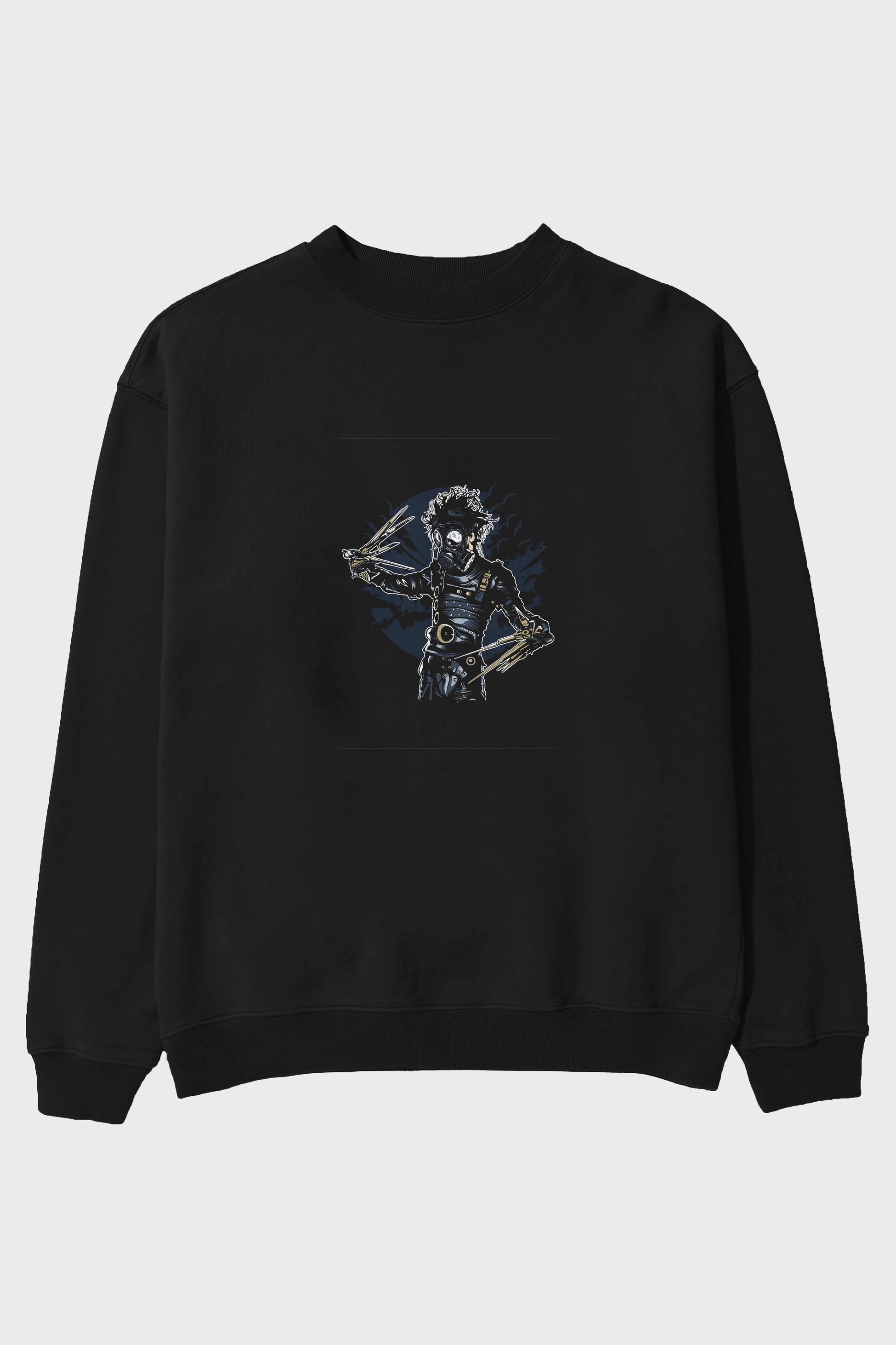 Gas Mask Scissors Ön Baskılı Oversize Sweatshirt Erkek Kadın Unisex