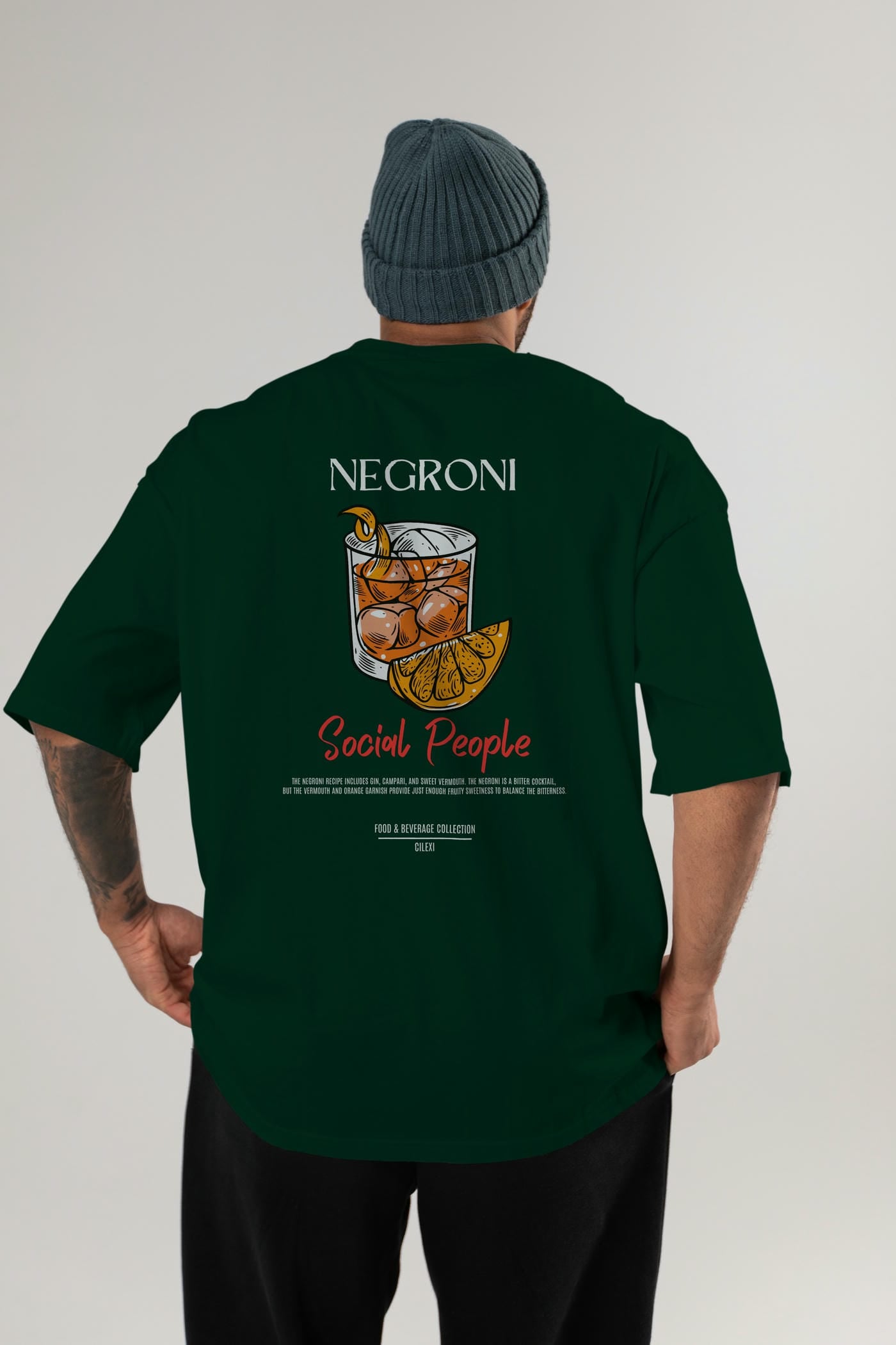 Negroni Kokteyl Serisi Baskılı Oversize t-shirt Erkek Kadın Unisex %100 Pamuk Bisiklet Yaka tişort