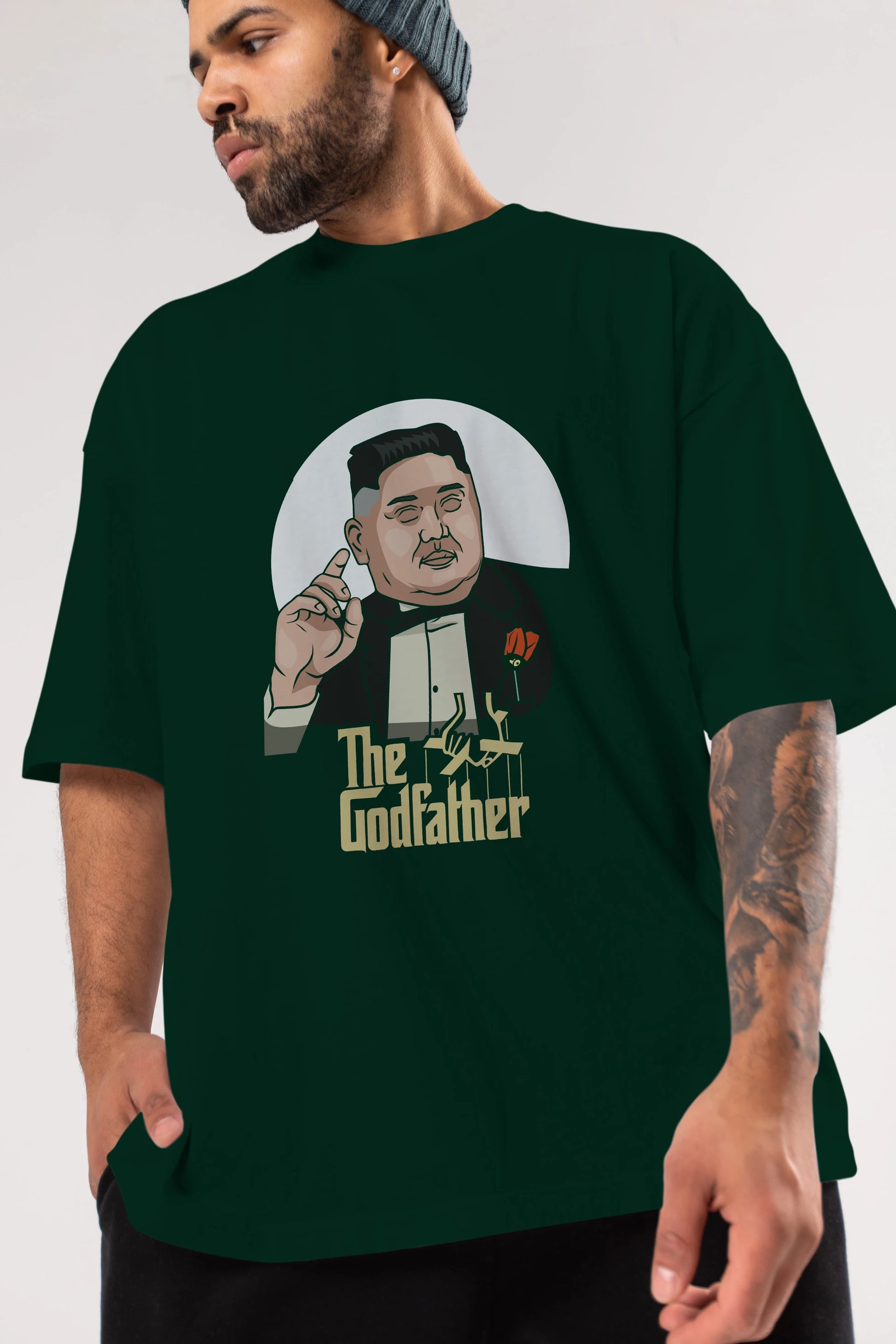 Godfather Jong Un Ön Baskılı Oversize t-shirt Erkek Kadın Unisex %100 Pamuk tişort