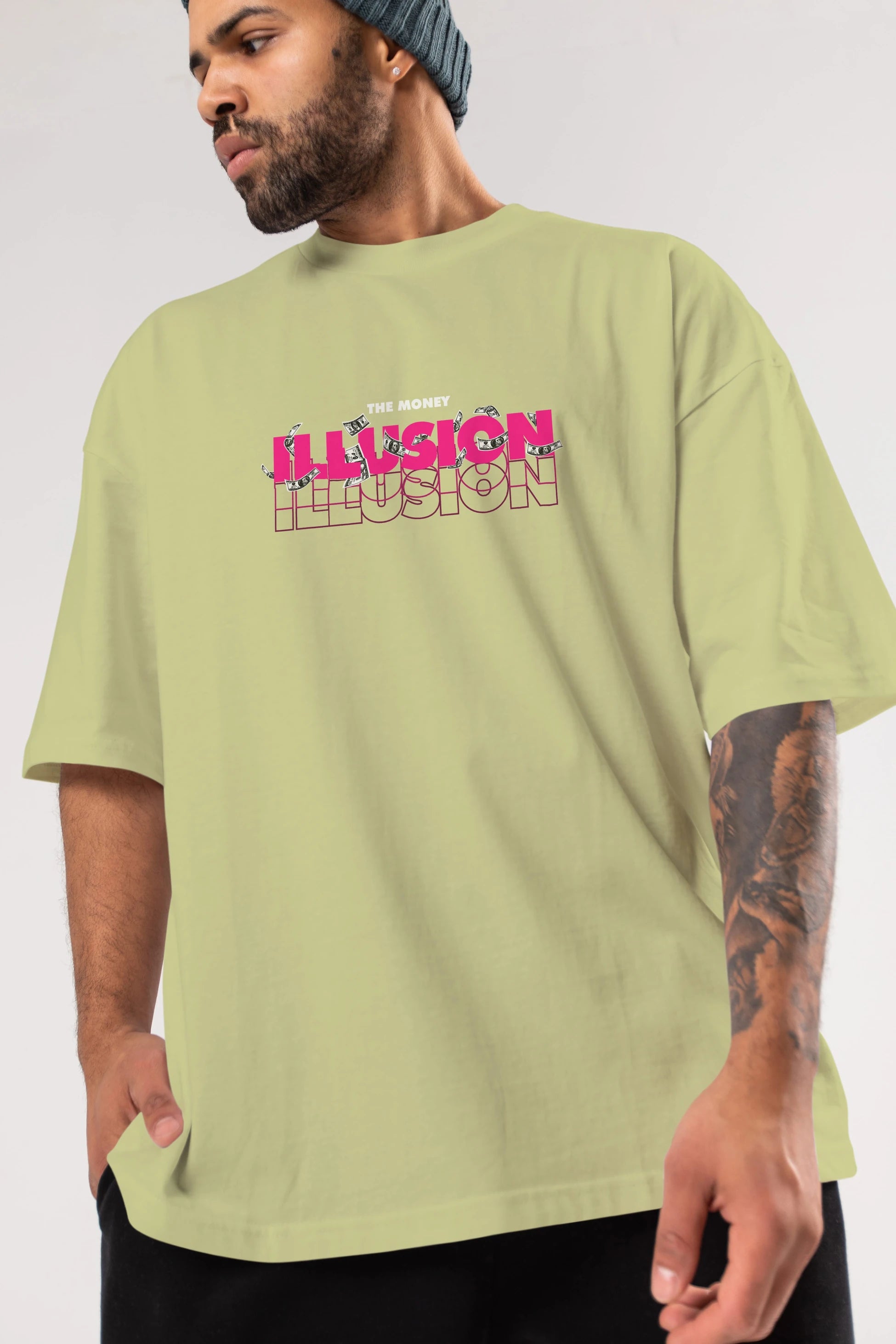 The Money Illusion Ön Baskılı Oversize t-shirt Erkek Kadın Unisex