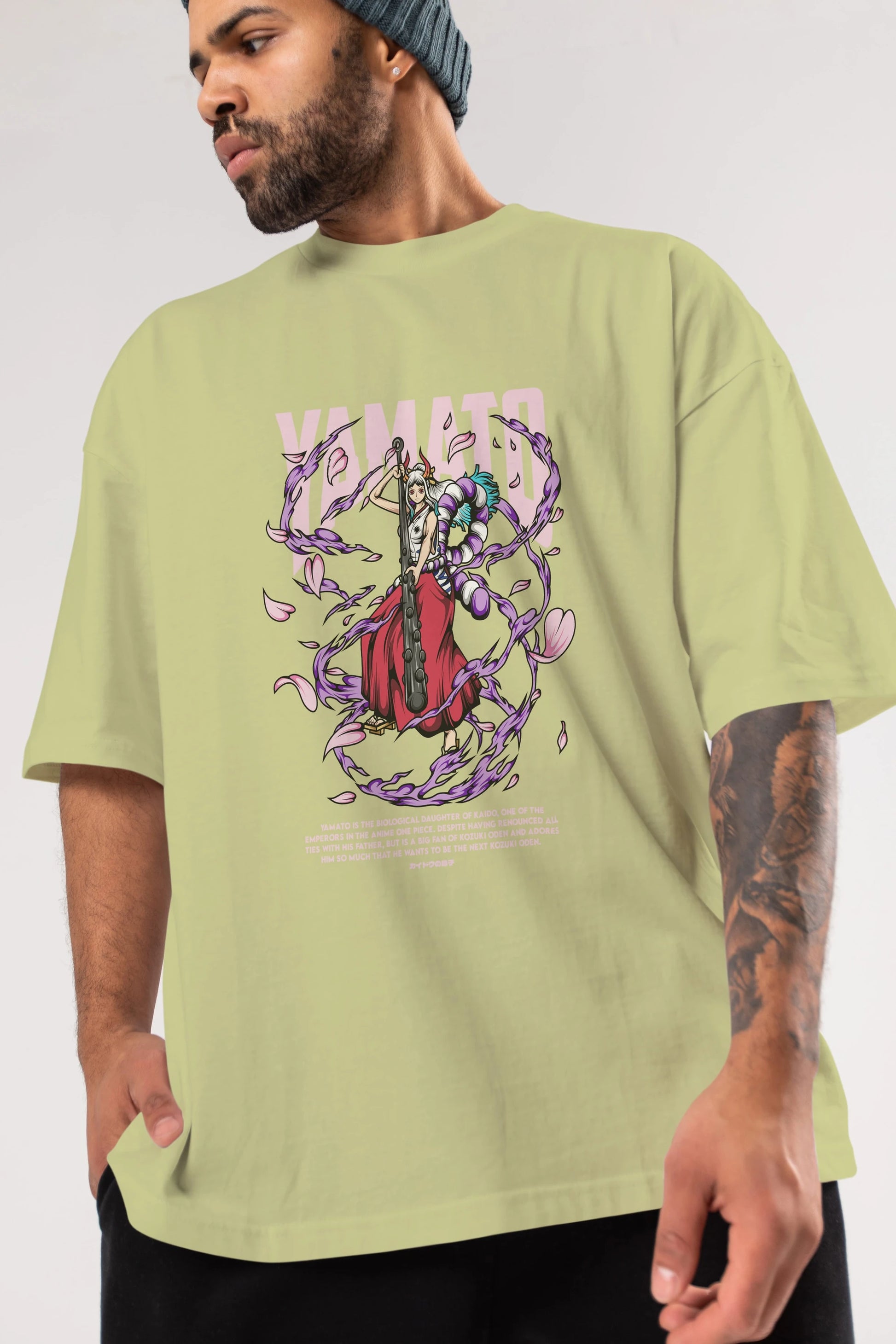Yamato Anime Ön Baskılı Oversize t-shirt %100 pamuk Erkek Kadın Unisex
