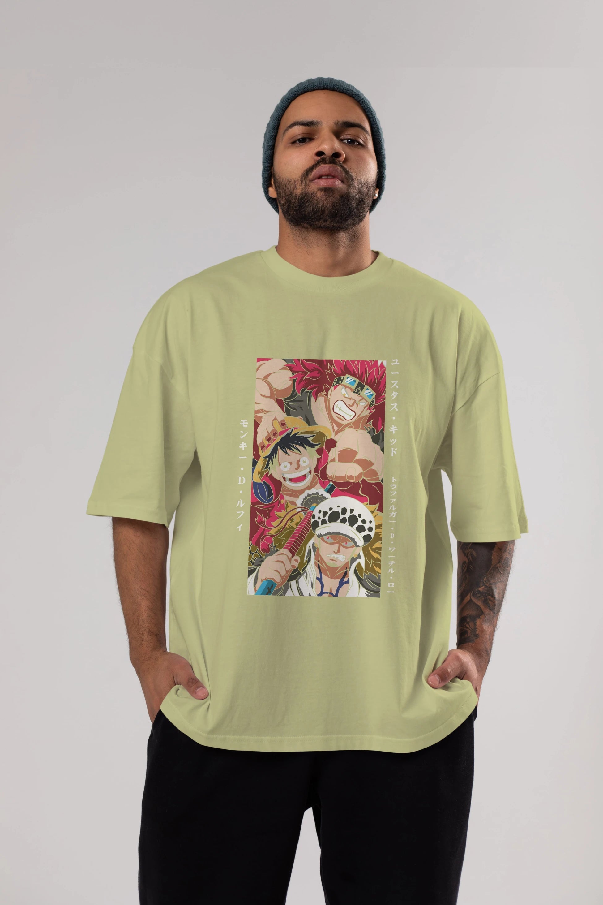 SUPER NOVAS one piece Anime Ön Baskılı Oversize t-shirt %100 pamuk Erkek Kadın Unisex