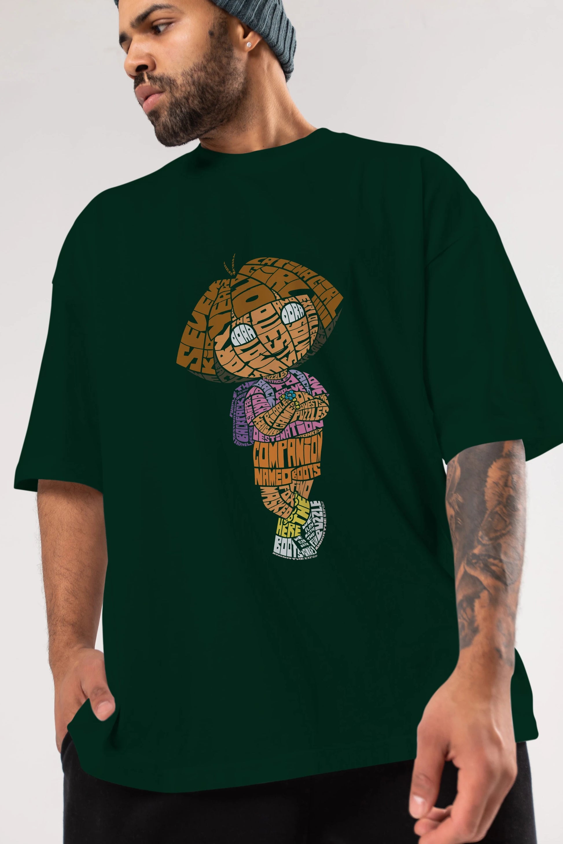 Dora Ön Baskılı Oversize t-shirt %100 pamuk Erkek Kadın Unisex