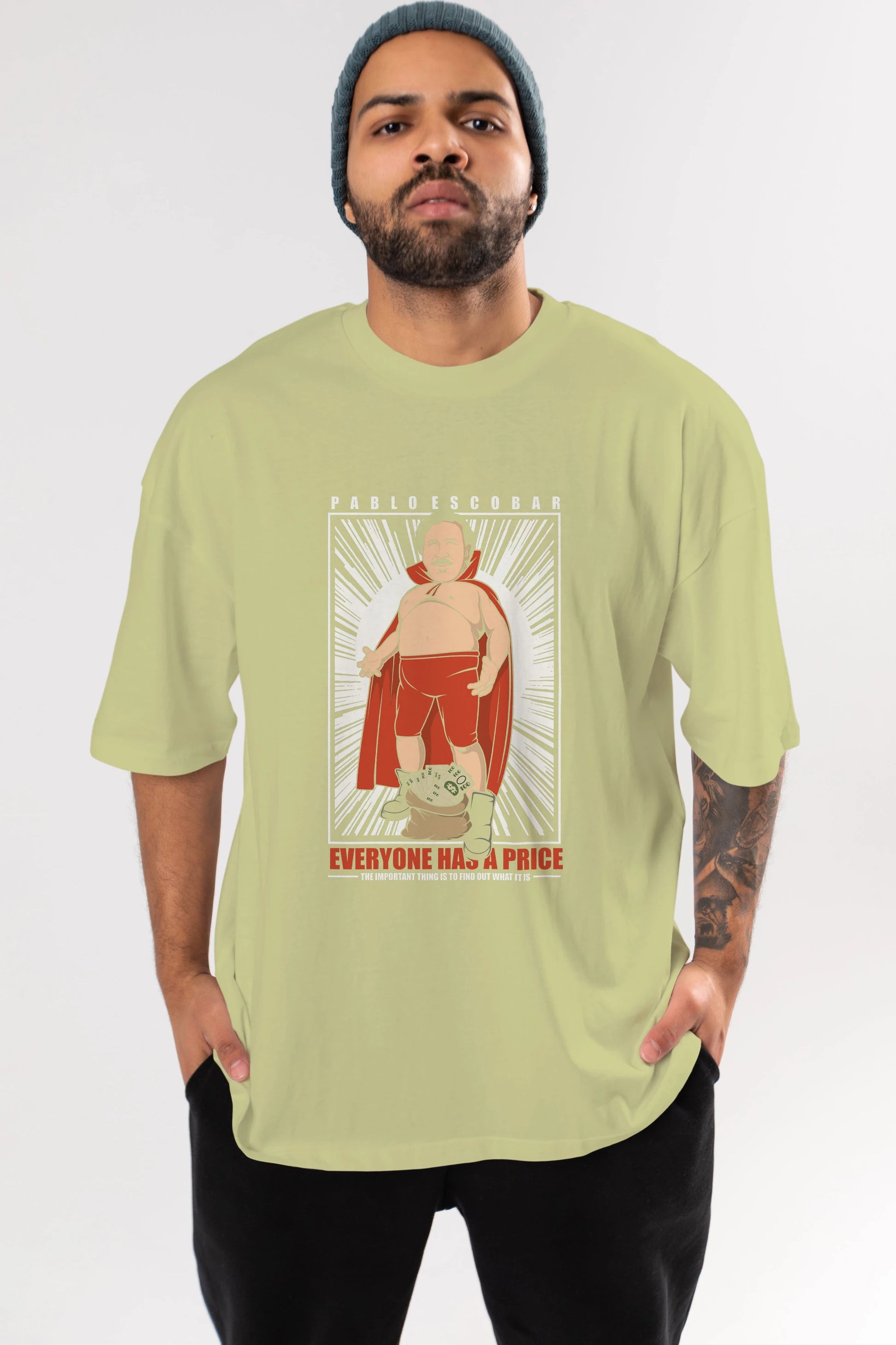 Pablo Escobar Luchador Ön Baskılı Oversize t-shirt Erkek Kadın Unisex %100 Pamuk tişort