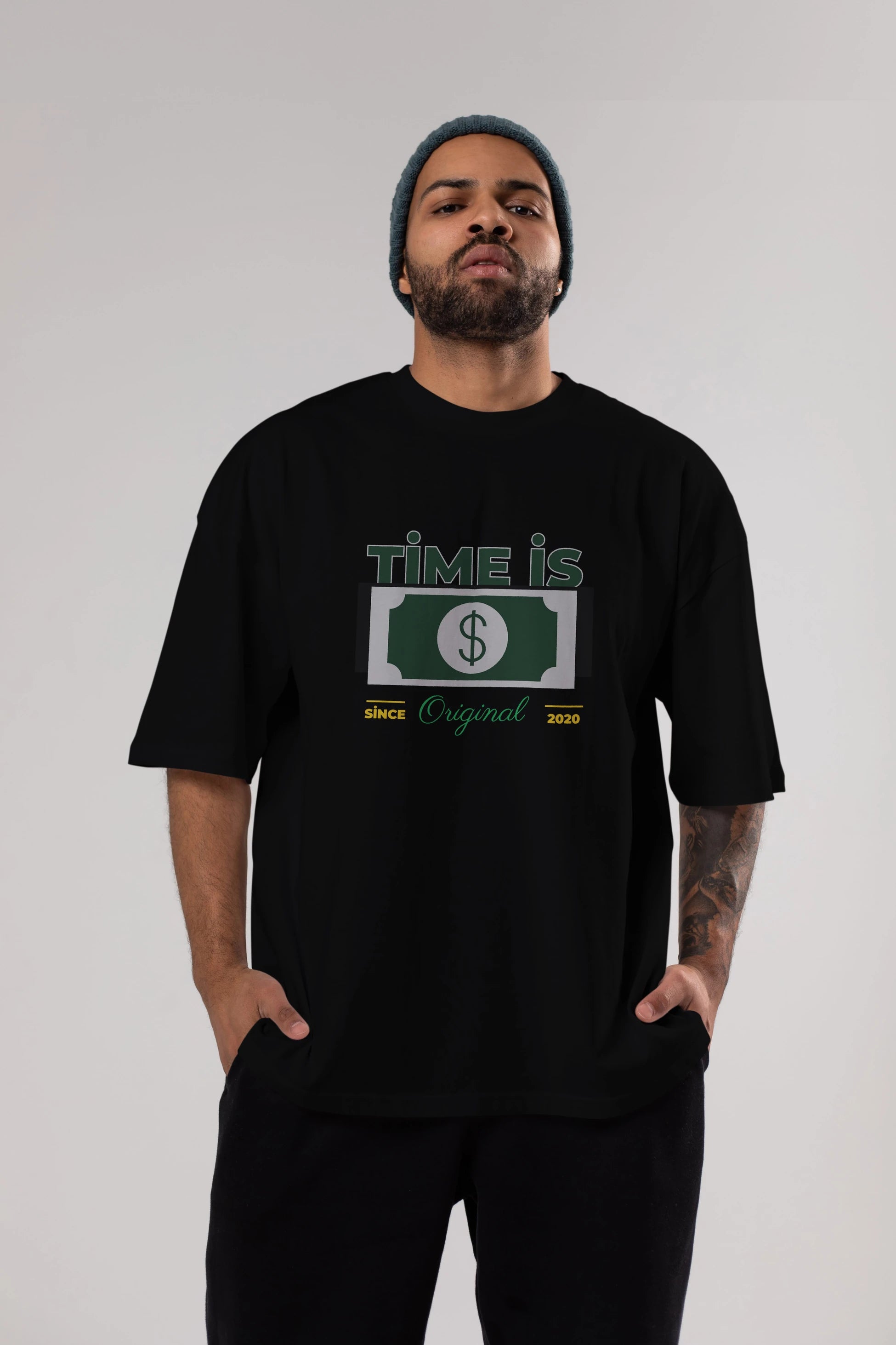 Time is Original Ön Baskılı Oversize t-shirt Erkek Kadın Unisex