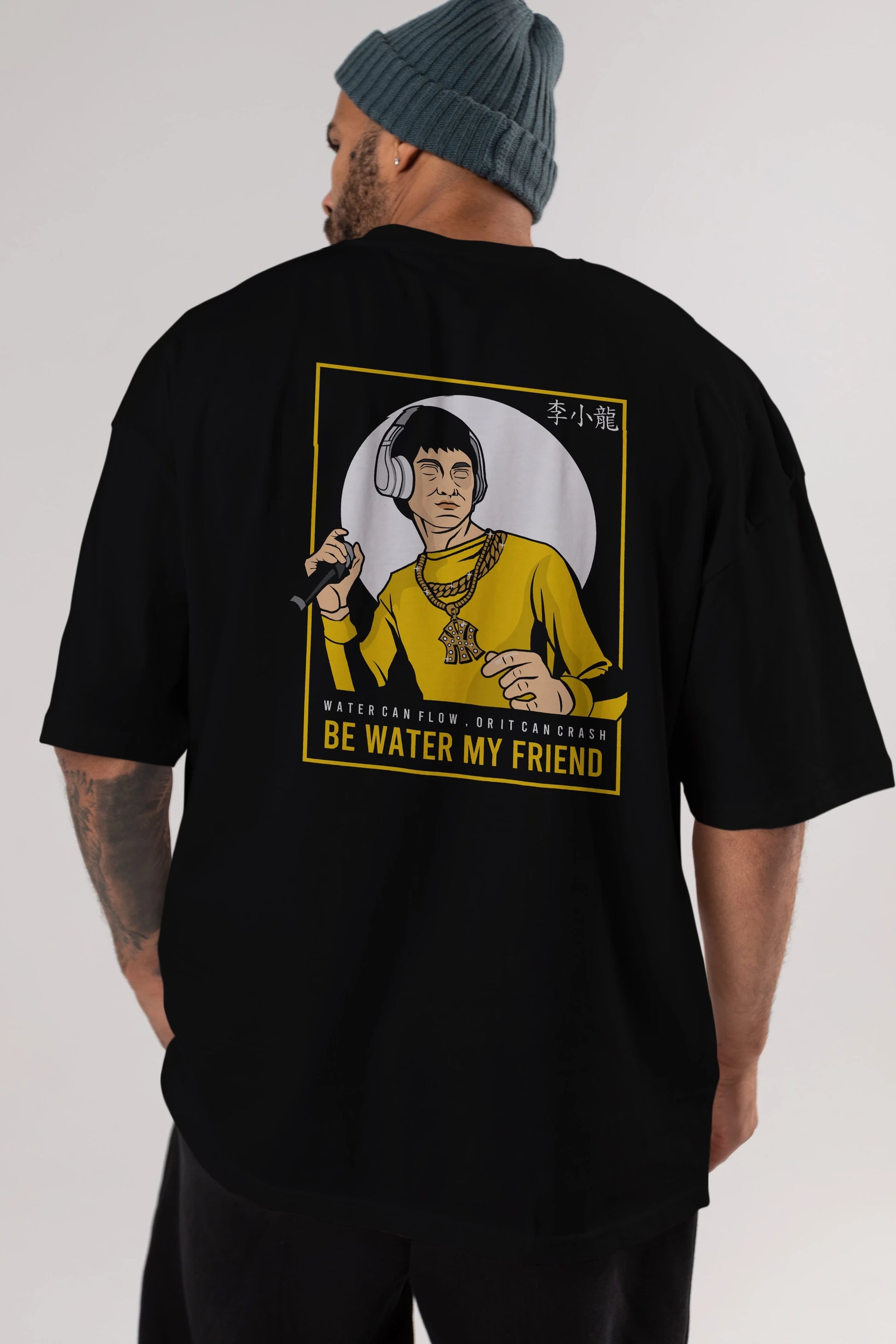 Bruce Lee Rapper Arka Baskılı Oversize t-shirt Erkek Kadın Unisex %100 Pamuk tişort