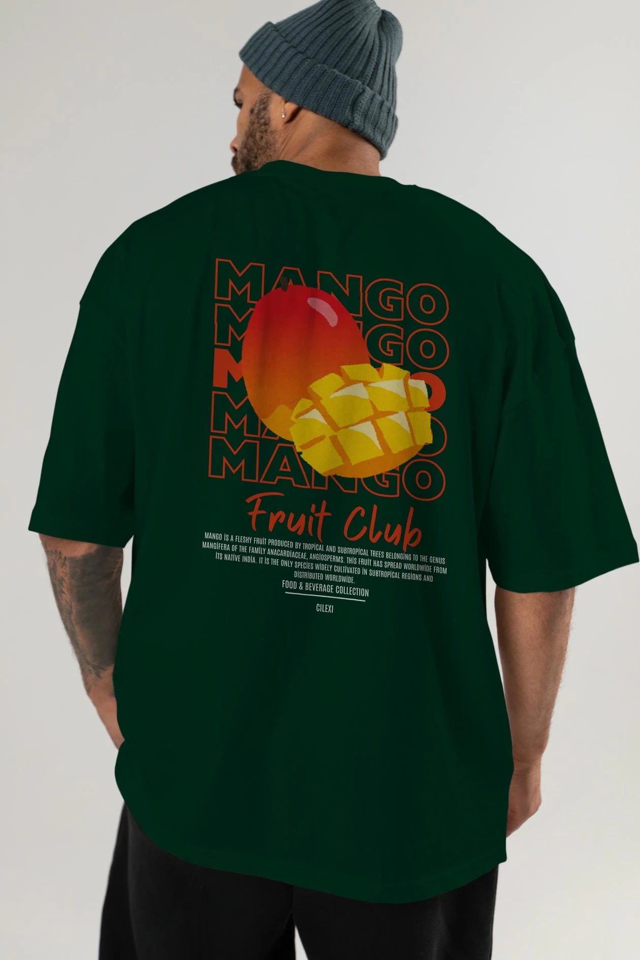 Mango Arka Baskılı Oversize t-shirt Erkek Kadın Pamuk Bisiklet Yaka tişort