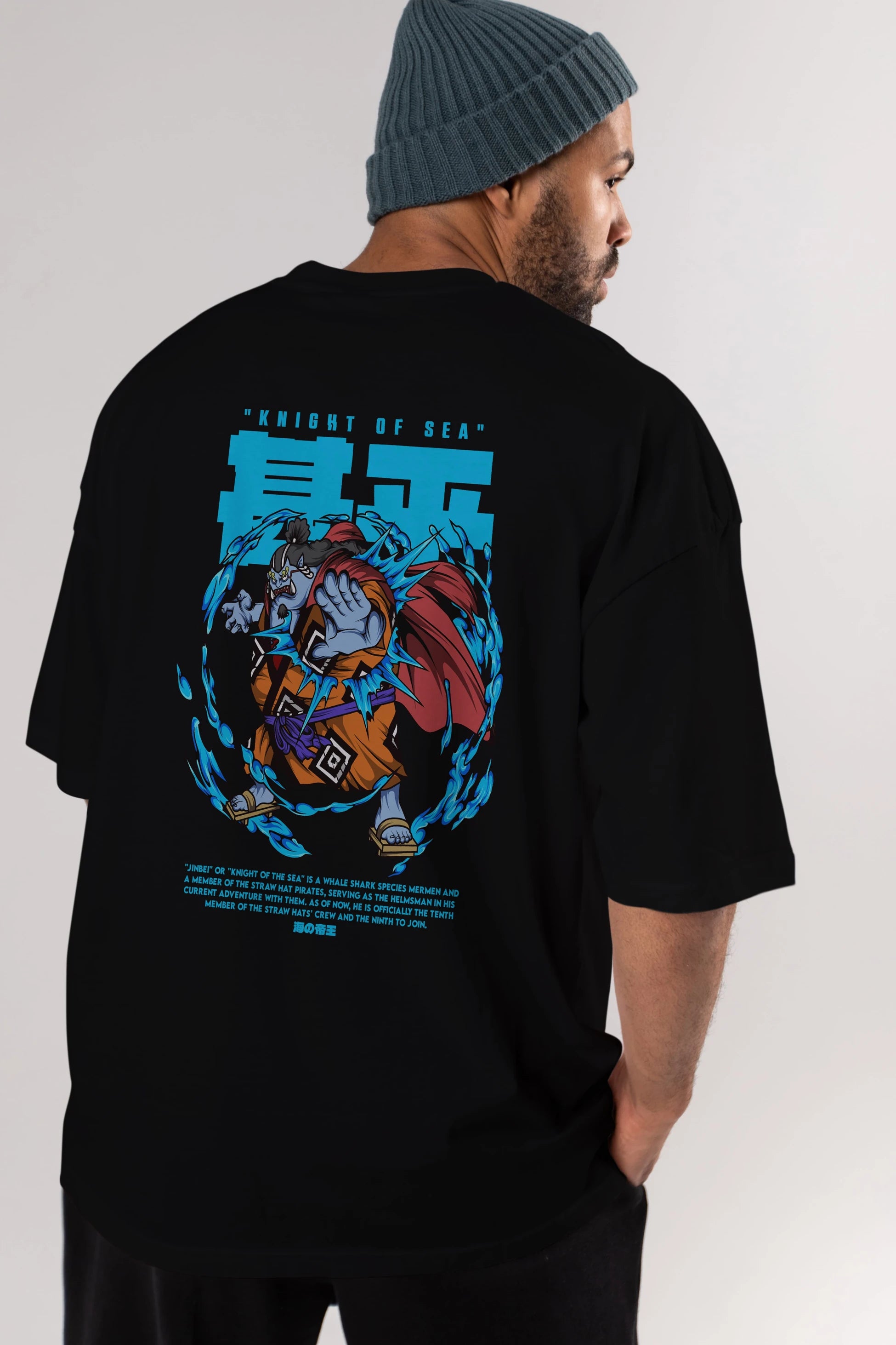 Jinbei Anime Arka Baskılı Oversize t-shirt Erkek Kadın Unisex
