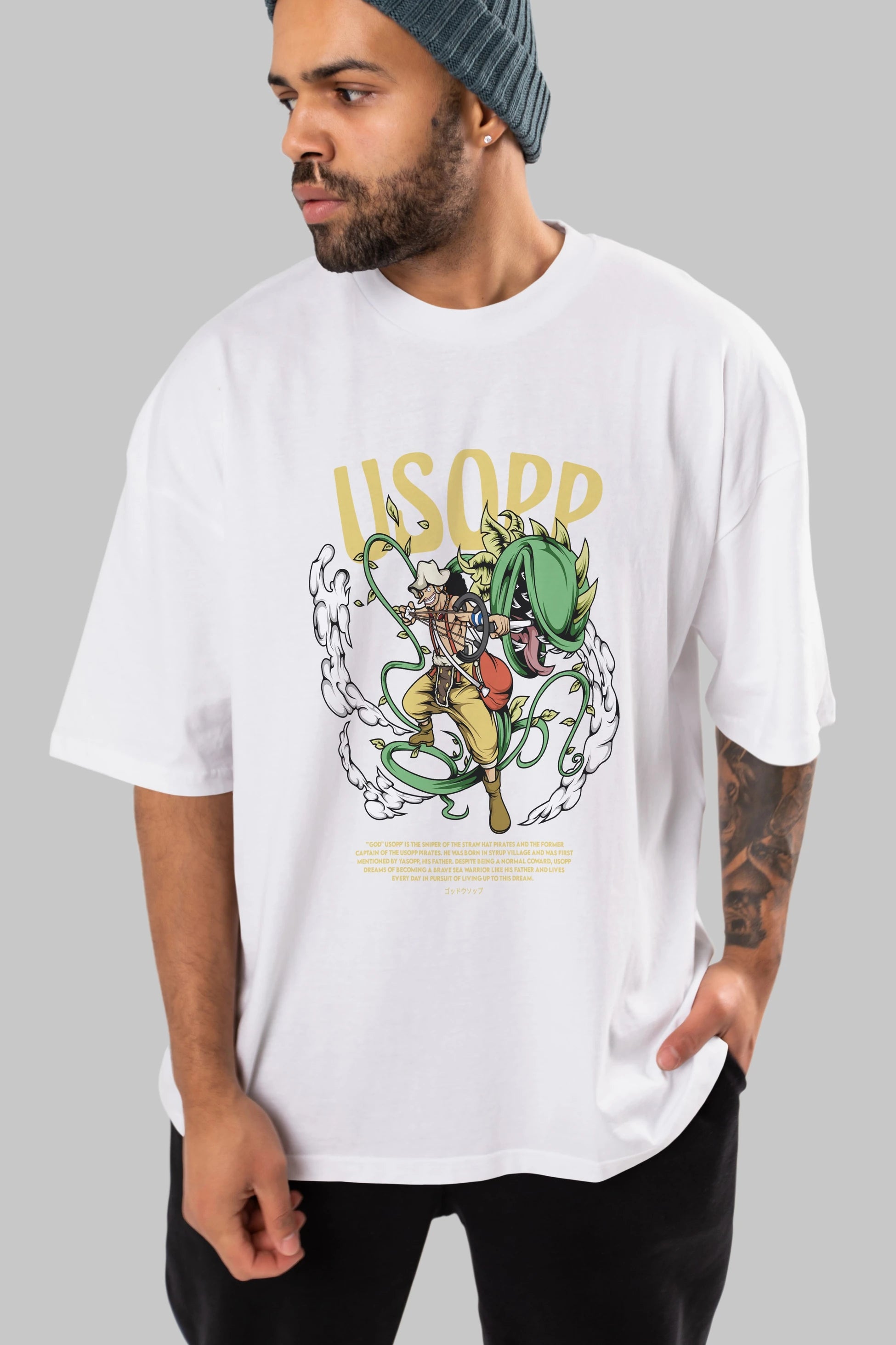 Usopp Anime Ön Baskılı Oversize t-shirt %100 pamuk Erkek Kadın Unisex