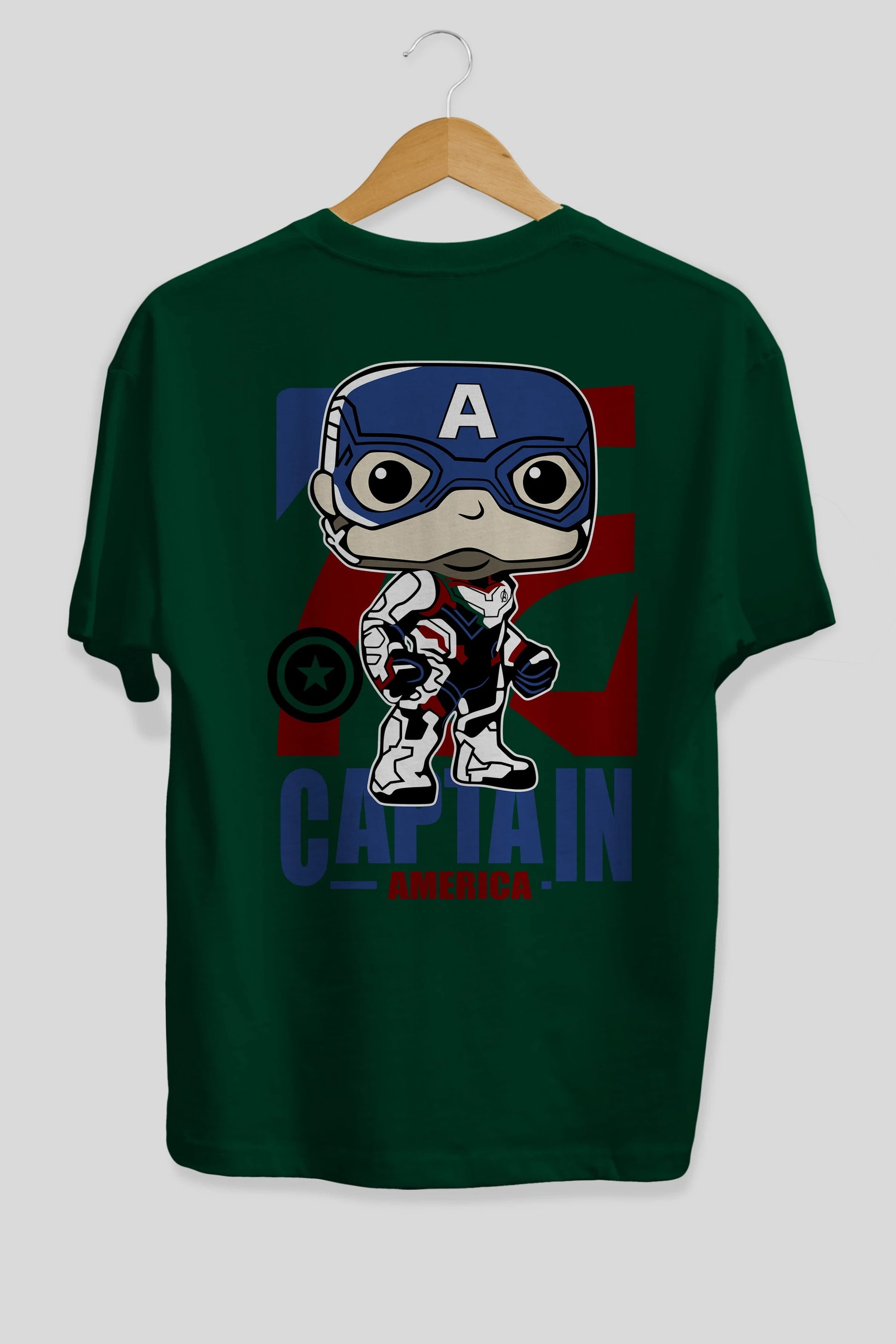 Captain America Arka Baskılı Oversize t-shirt Erkek Kadın Unisex %100 Pamuk Bisiklet Yaka tişort