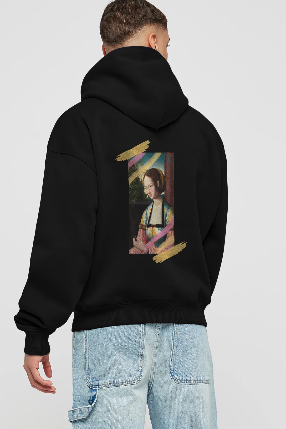 Woman Portrait Arka Baskılı Oversize Hoodie Kapüşonlu Sweatshirt Erkek Kadın Unisex
