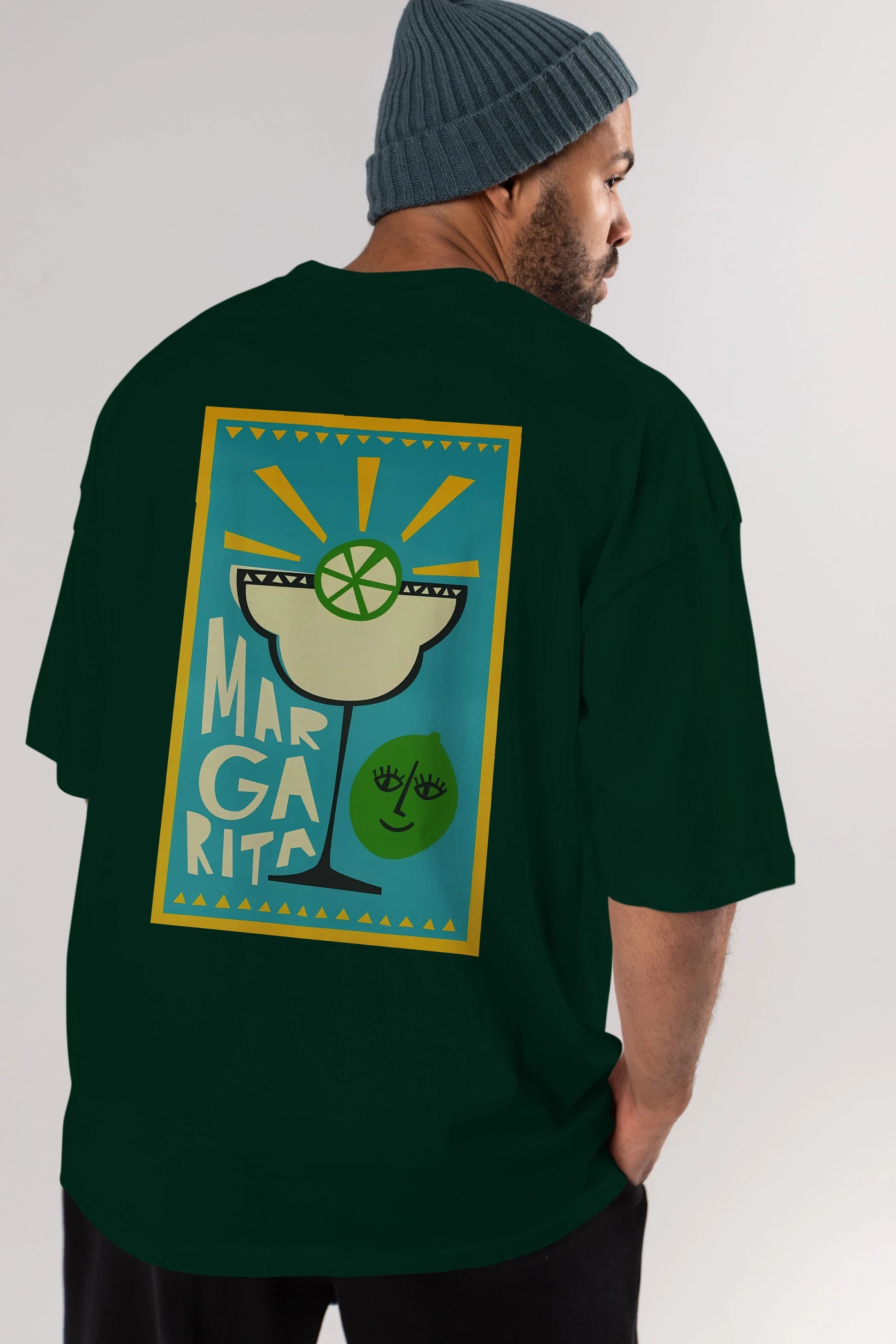 Margarita 4 Arka Baskılı Oversize t-shirt Erkek Kadın Unisex %100 Pamuk Bisiklet Yaka tişort
