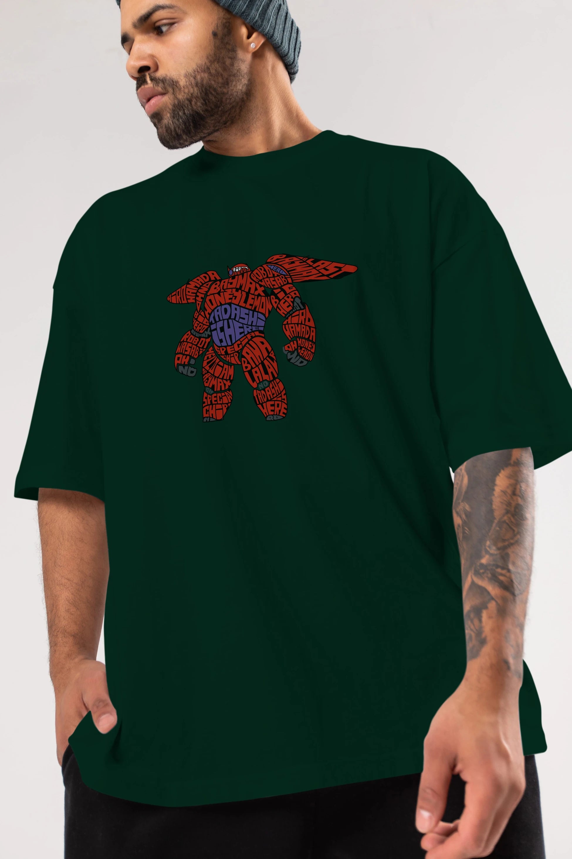 Baymax Ön Baskılı Oversize t-shirt %100 pamuk Erkek Kadın Unisex