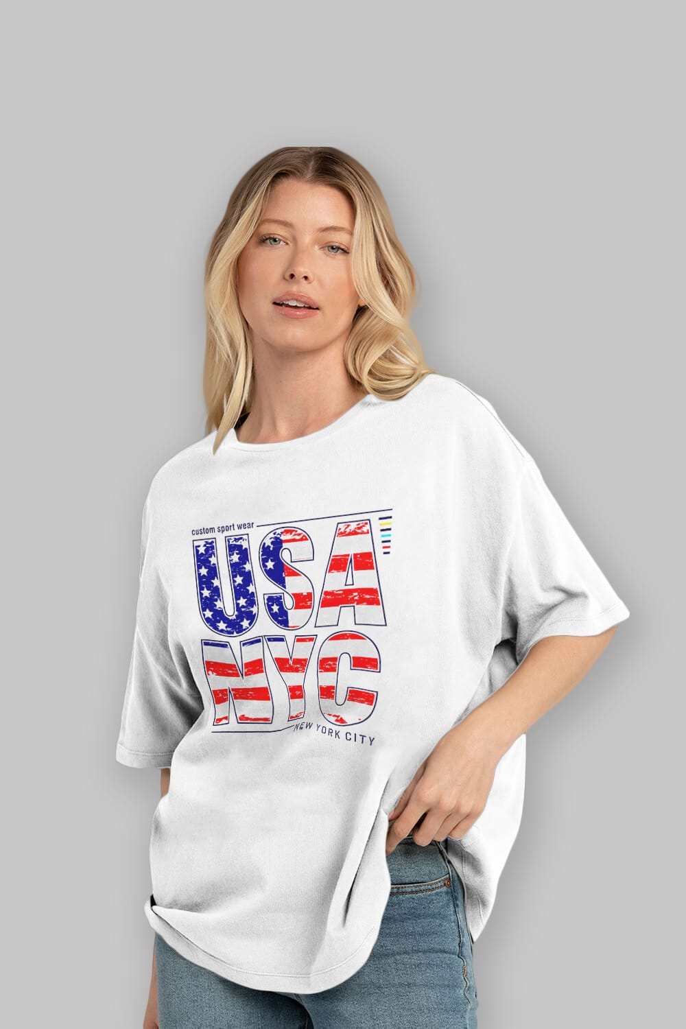 Usa NYC Ön Baskılı Oversize t-shirt Erkek Kadın Unisex